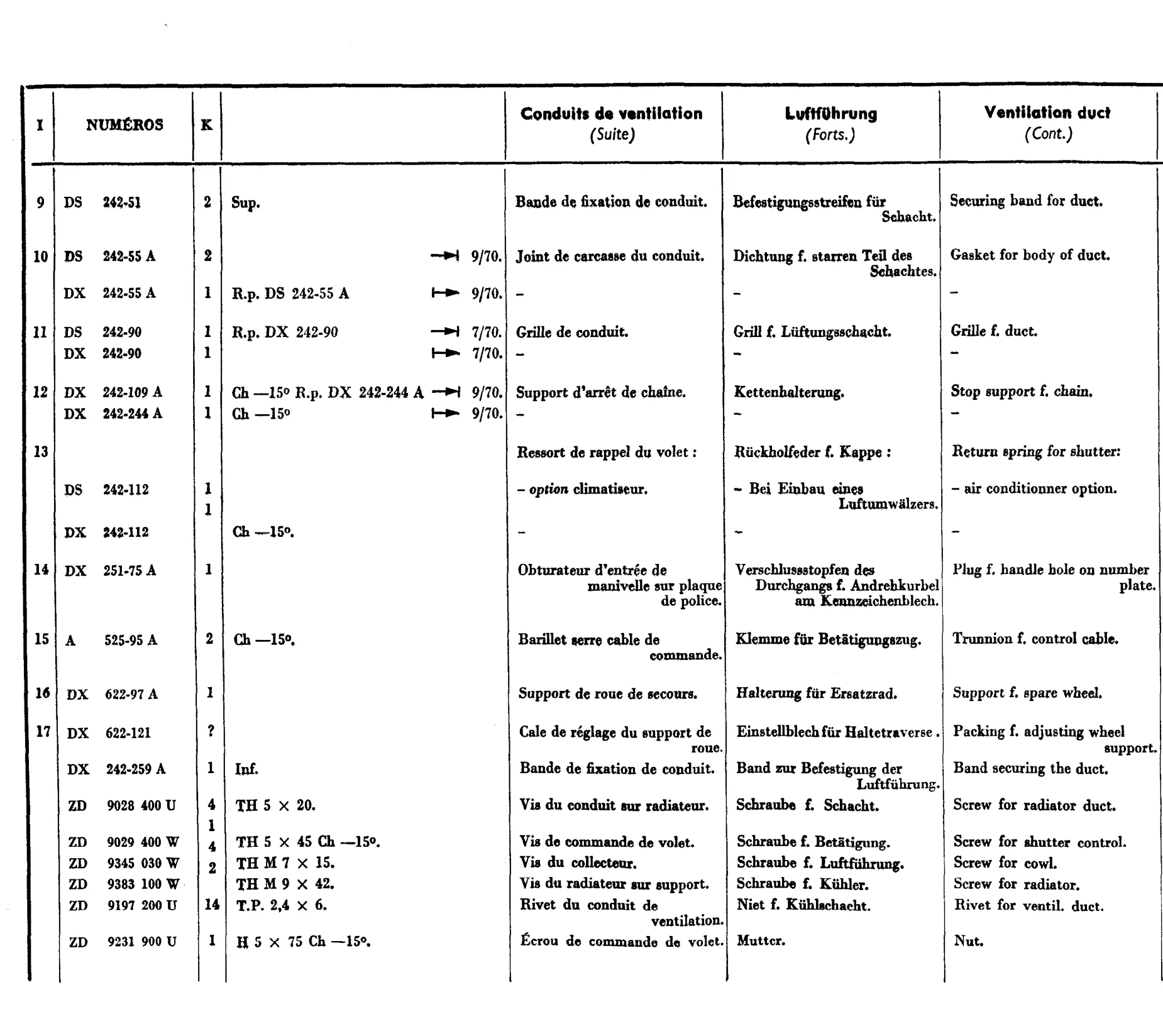 Cooling air intake, page 372 of 698 — 604 Parts Catalogue — Volume I