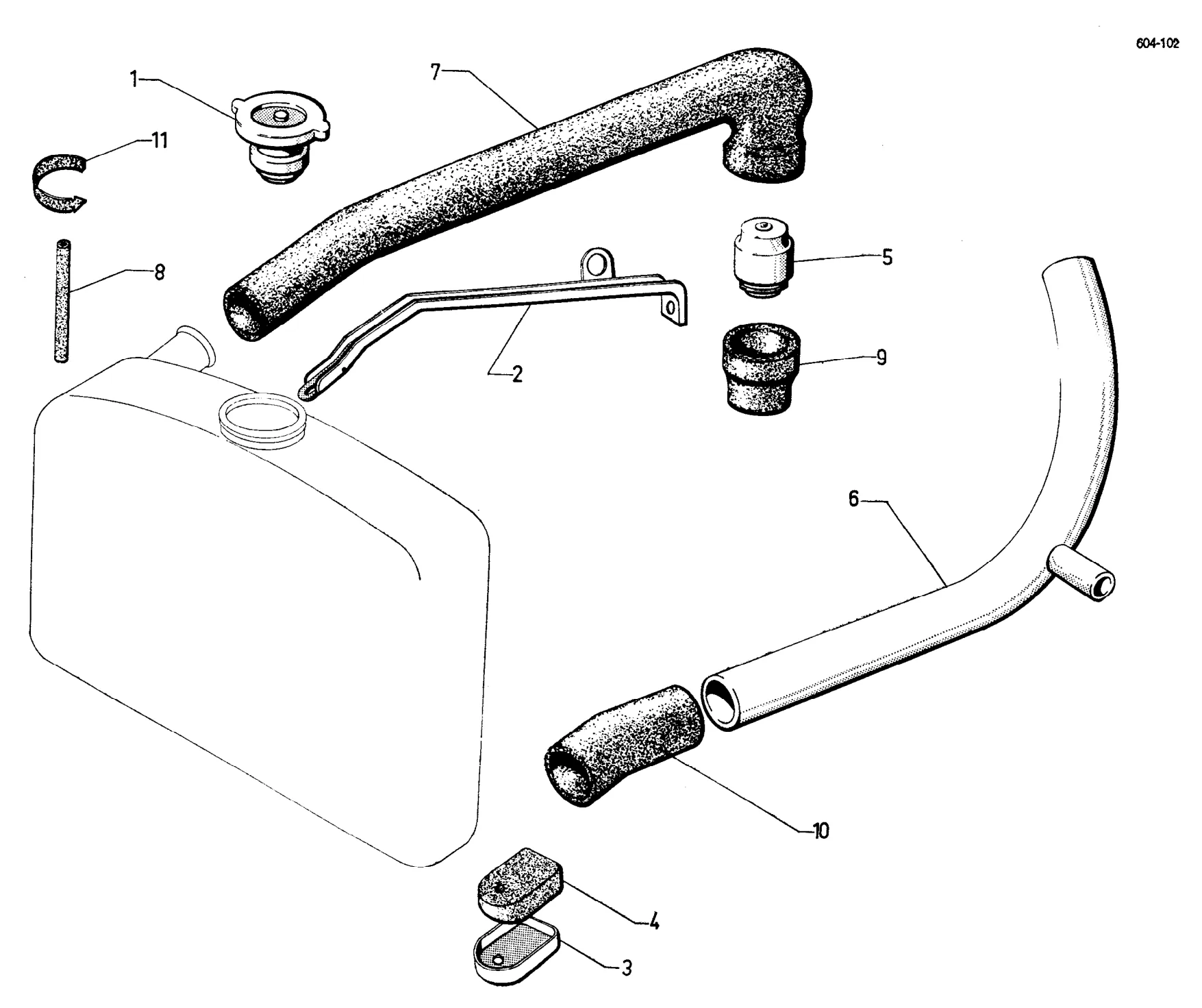 Radiator water piping, page 374 of 698 — 604 Parts Catalogue — Volume I