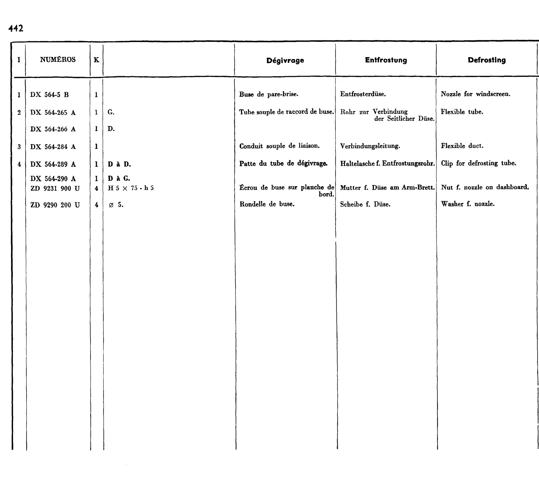Defrosting, page 384 of 698 — 604 Parts Catalogue — Volume I