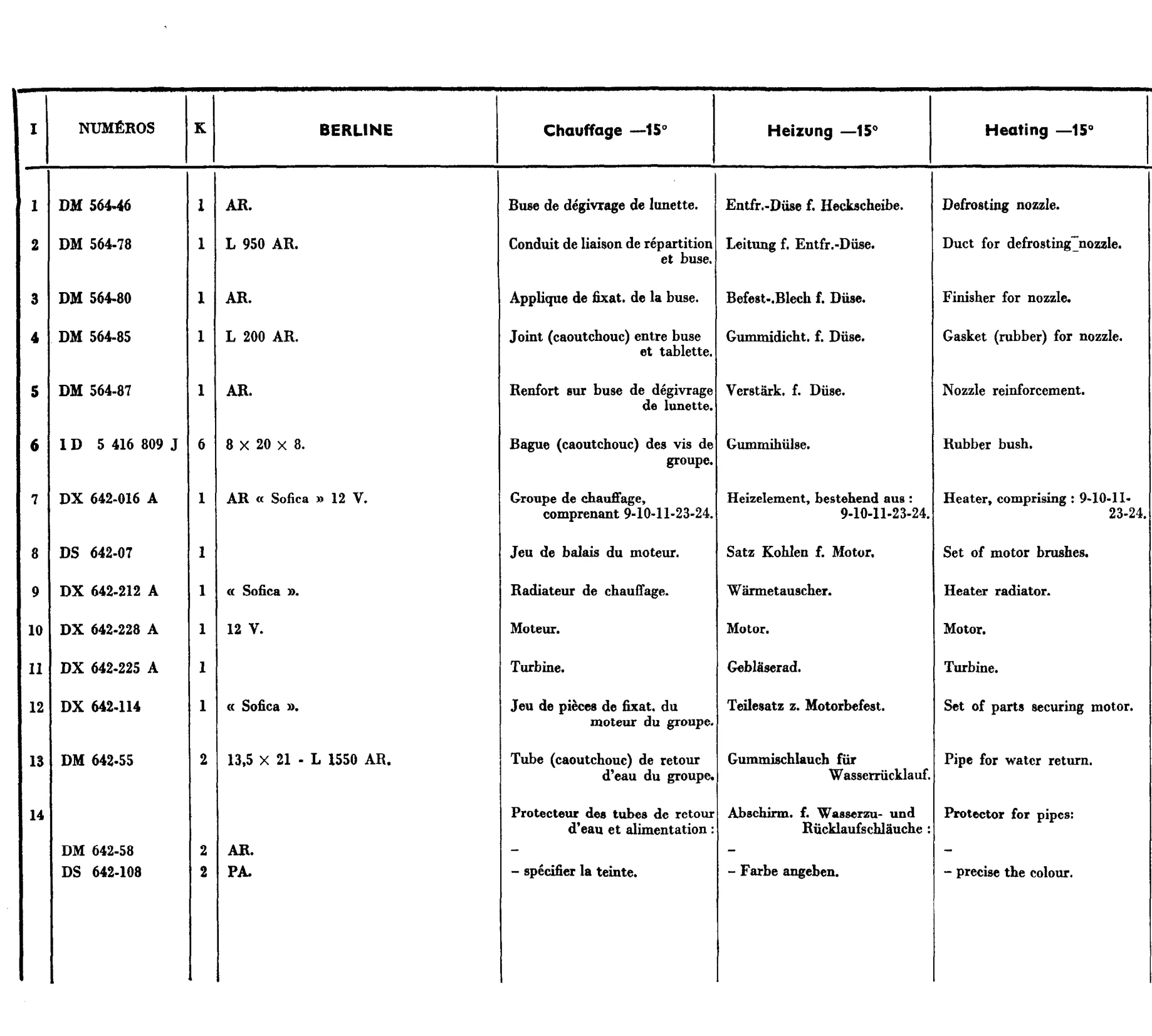 Heater -15, page 392 of 698 — 604 Parts Catalogue — Volume I