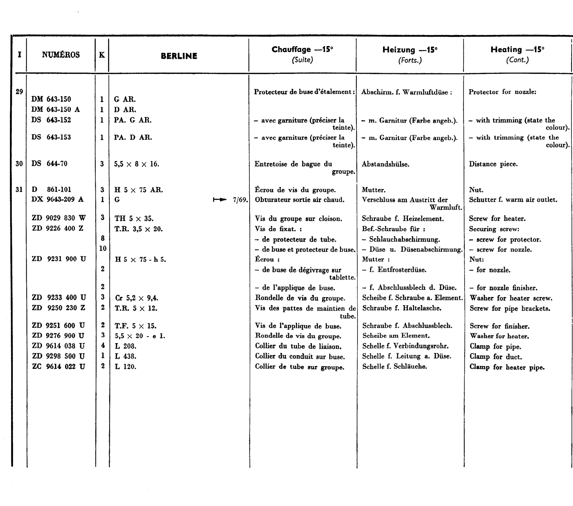 Heater -15, page 394 of 698 — 604 Parts Catalogue — Volume I