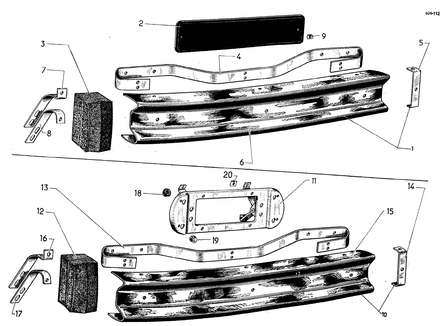 Rear bumpers (Break), page 404 of 698 — 604 Parts Catalogue — Volume I