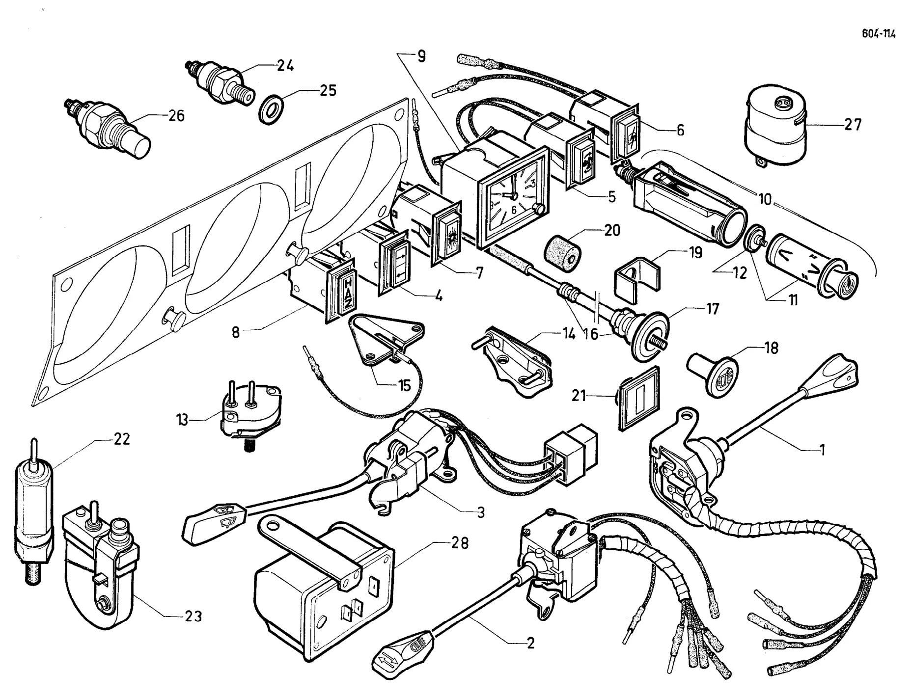 Switches, accessories, page 410 of 698 — 604 Parts Catalogue — Volume I