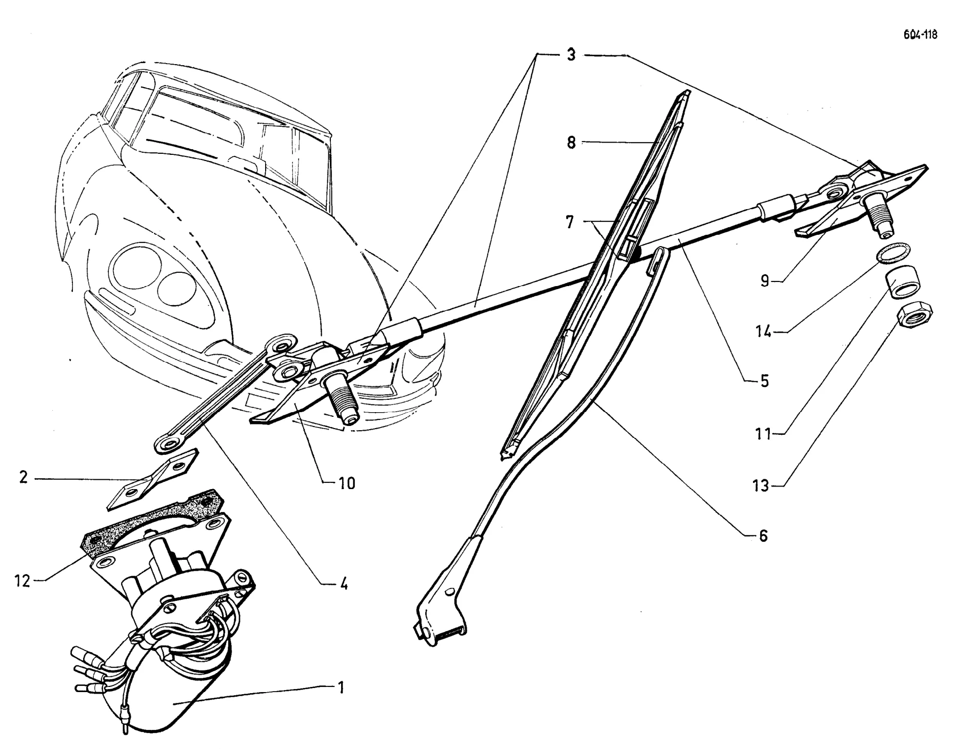 Windscreen wipers, page 420 of 698 — 604 Parts Catalogue — Volume I