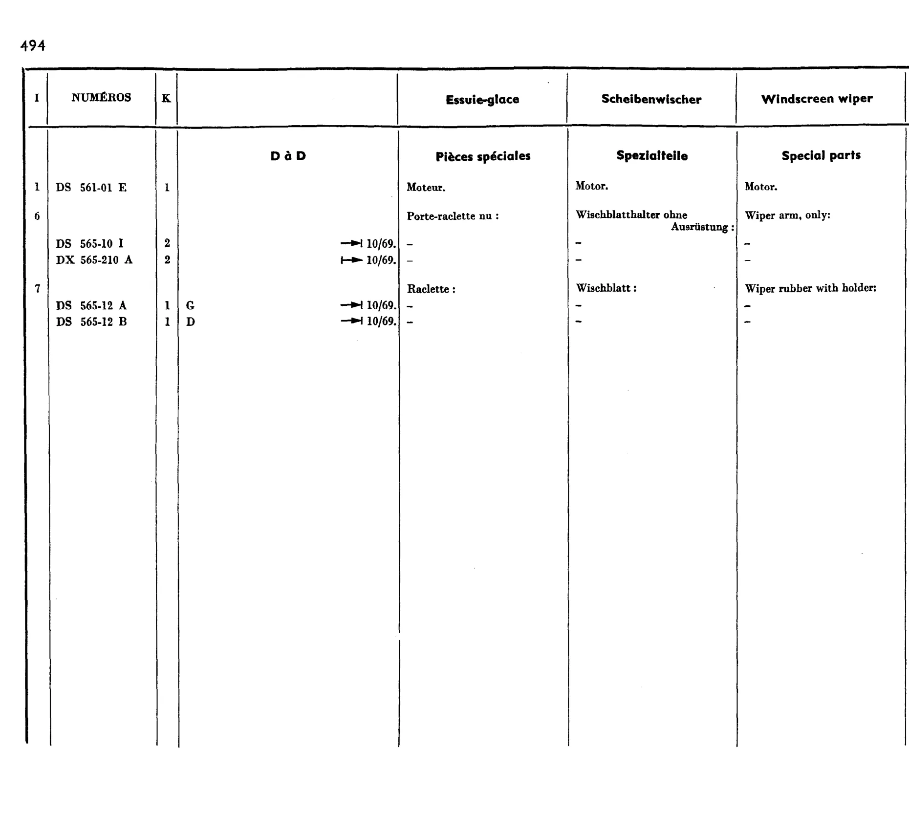 Windscreen washer, page 422 of 698 — 604 Parts Catalogue — Volume I