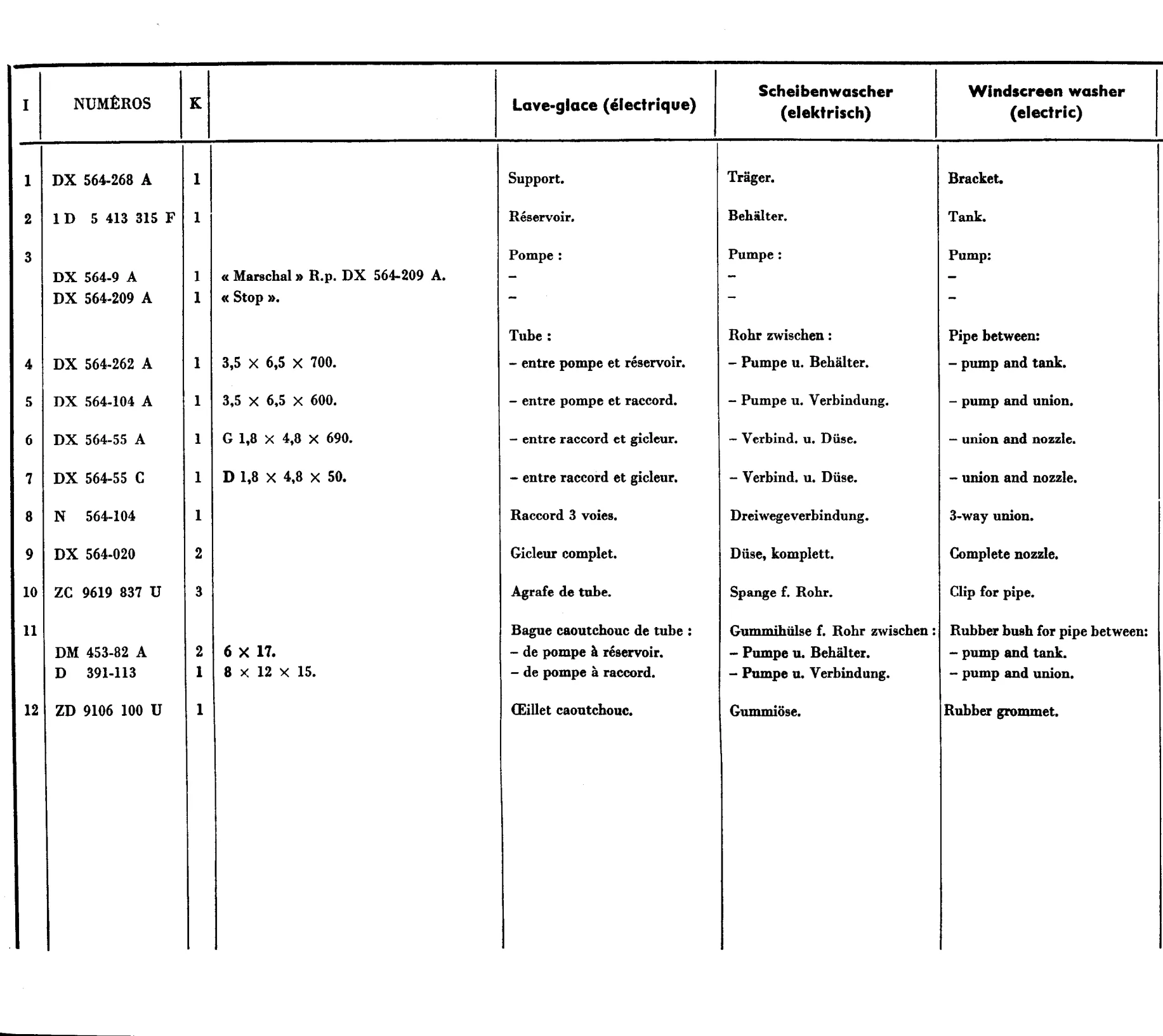 Windscreen washer, page 424 of 698 — 604 Parts Catalogue — Volume I