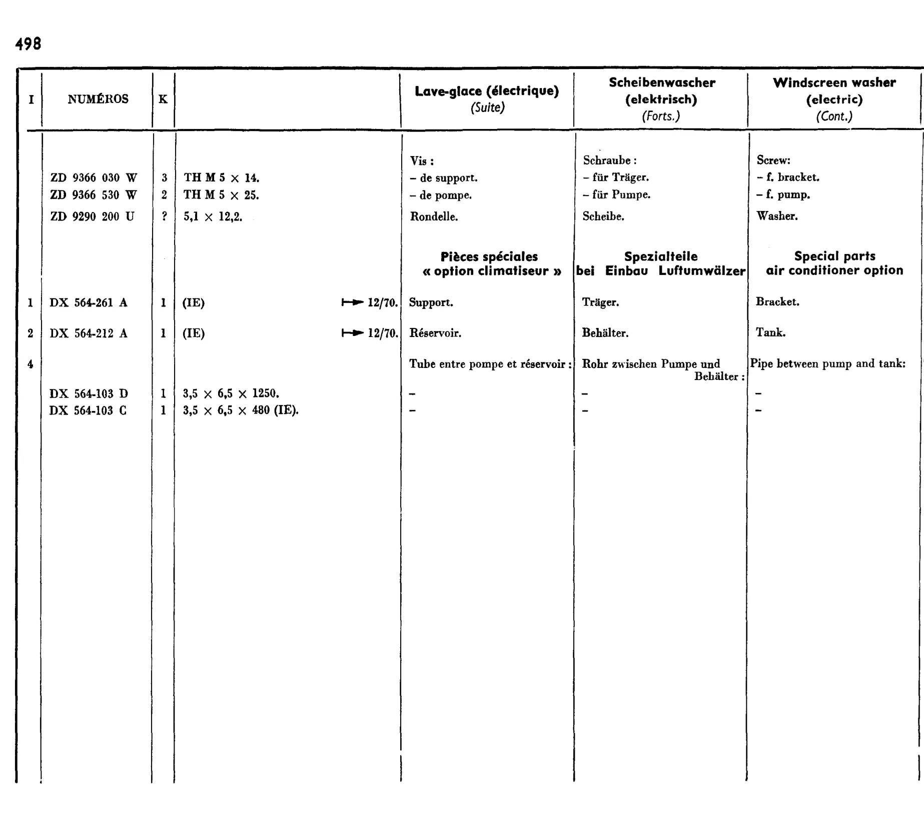 Windscreen washer, page 425 of 698 — 604 Parts Catalogue — Volume I