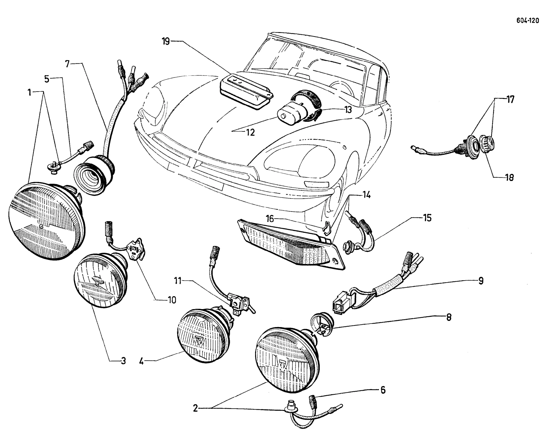 Headlamps, Indicators F, page 426 of 698 — 604 Parts Catalogue — Volume I