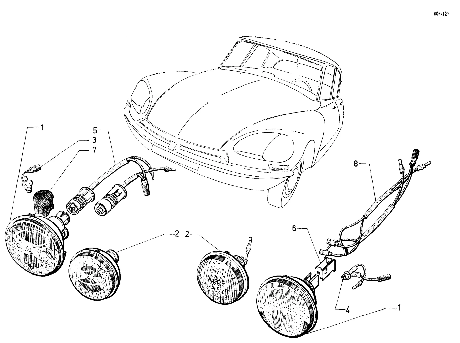Quartz  Iodine headlamps, page 430 of 698 — 604 Parts Catalogue — Volume I