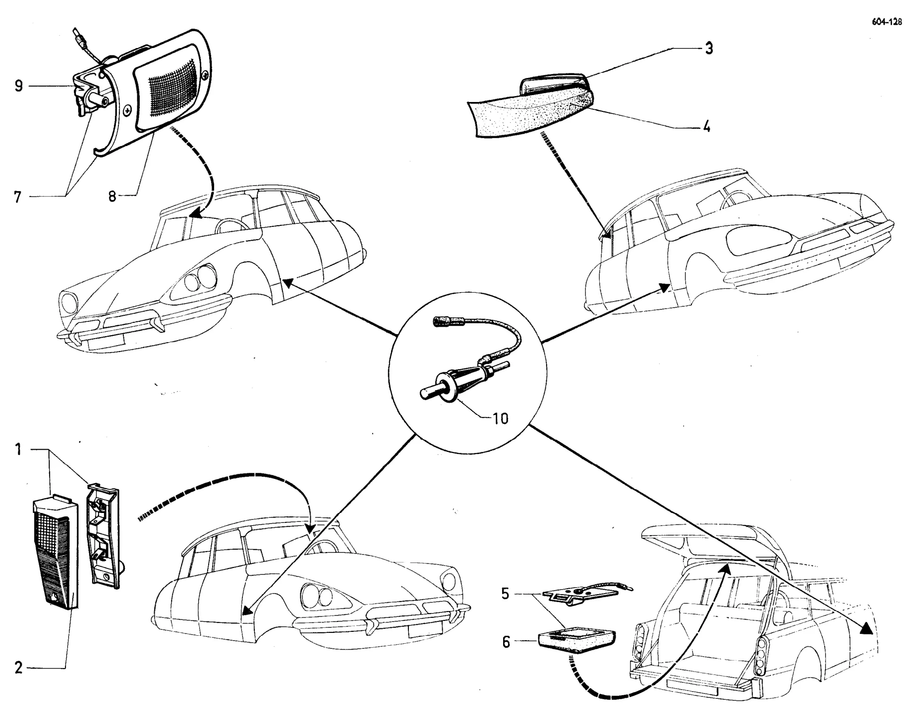 Interior lighting, page 449 of 698 — 604 Parts Catalogue — Volume I
