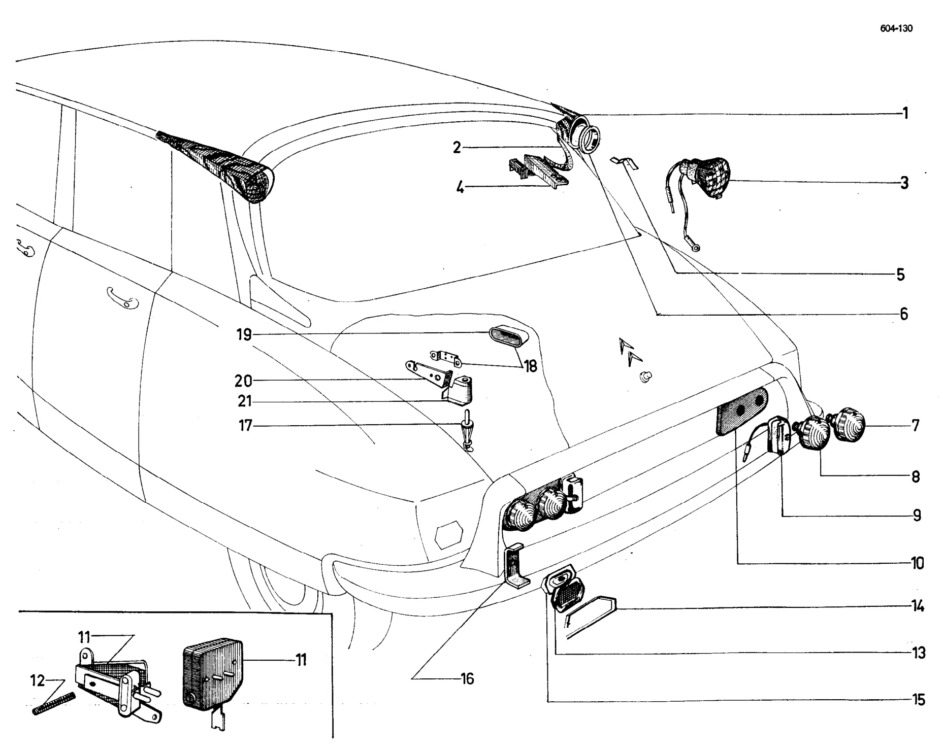 Rear lights, boot light, page 457 of 698 — 604 Parts Catalogue — Volume I