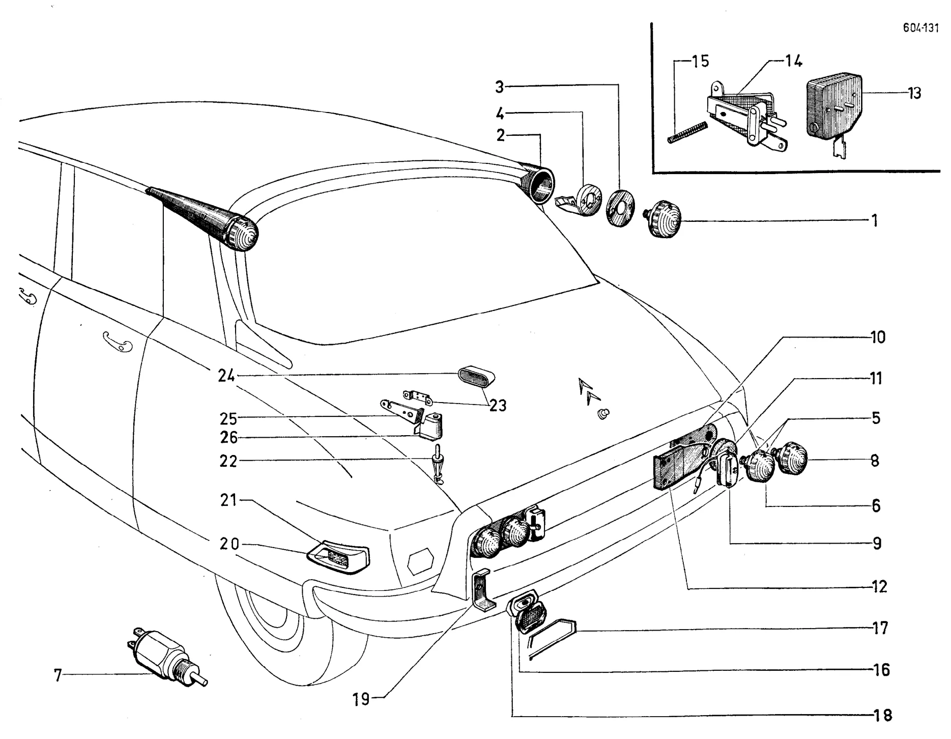 Rear lights, boot light, page 460 of 698 — 604 Parts Catalogue — Volume I