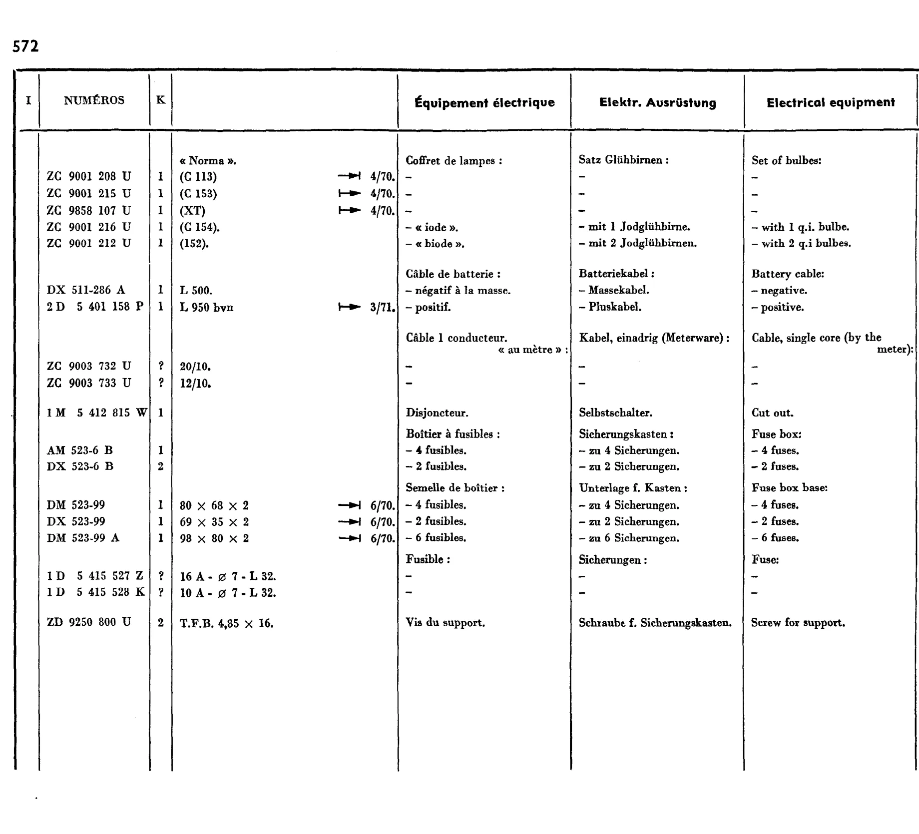 Wiring, page 481 of 698 — 604 Parts Catalogue — Volume I