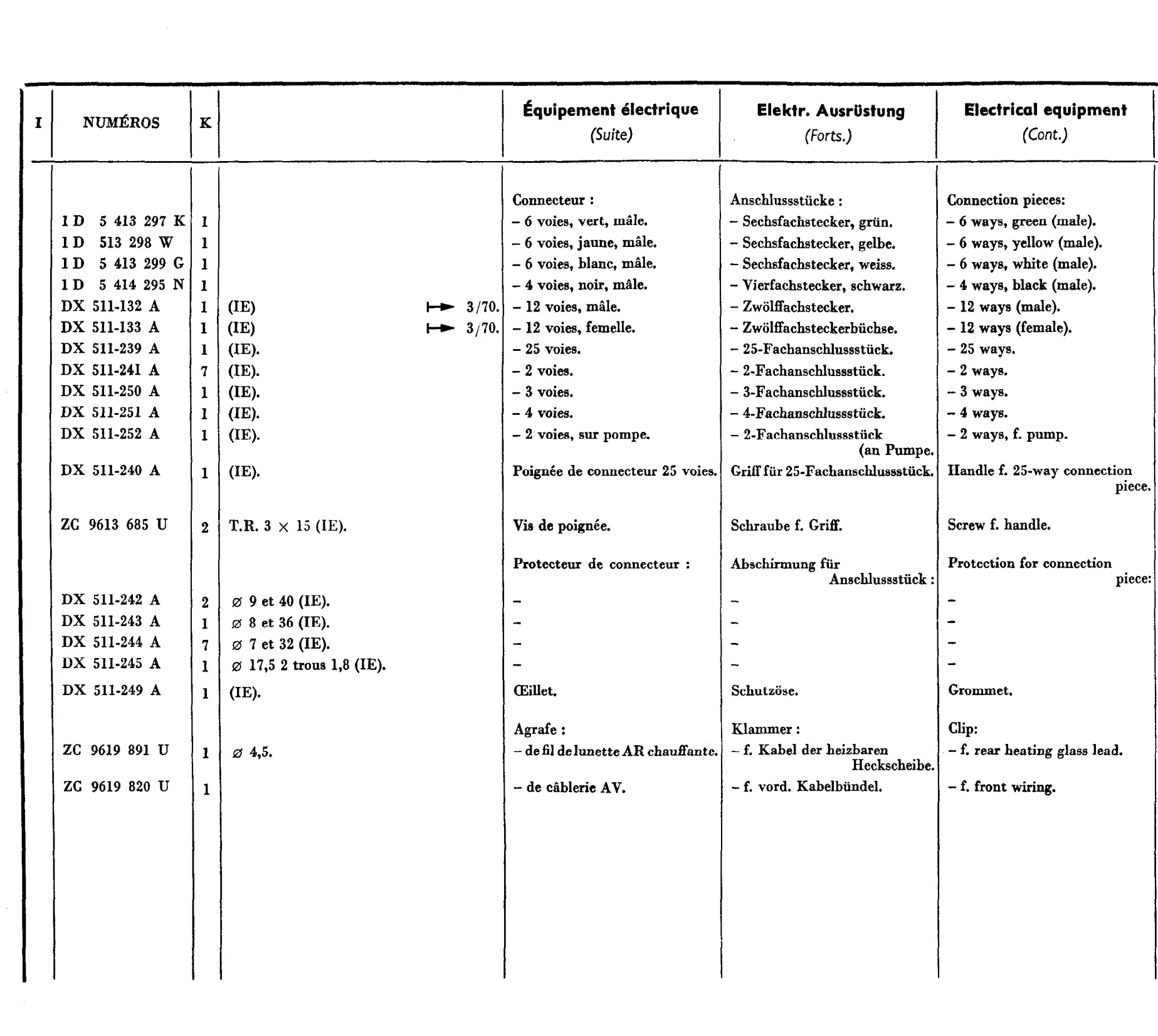 Wiring, page 482 of 698 — 604 Parts Catalogue — Volume I