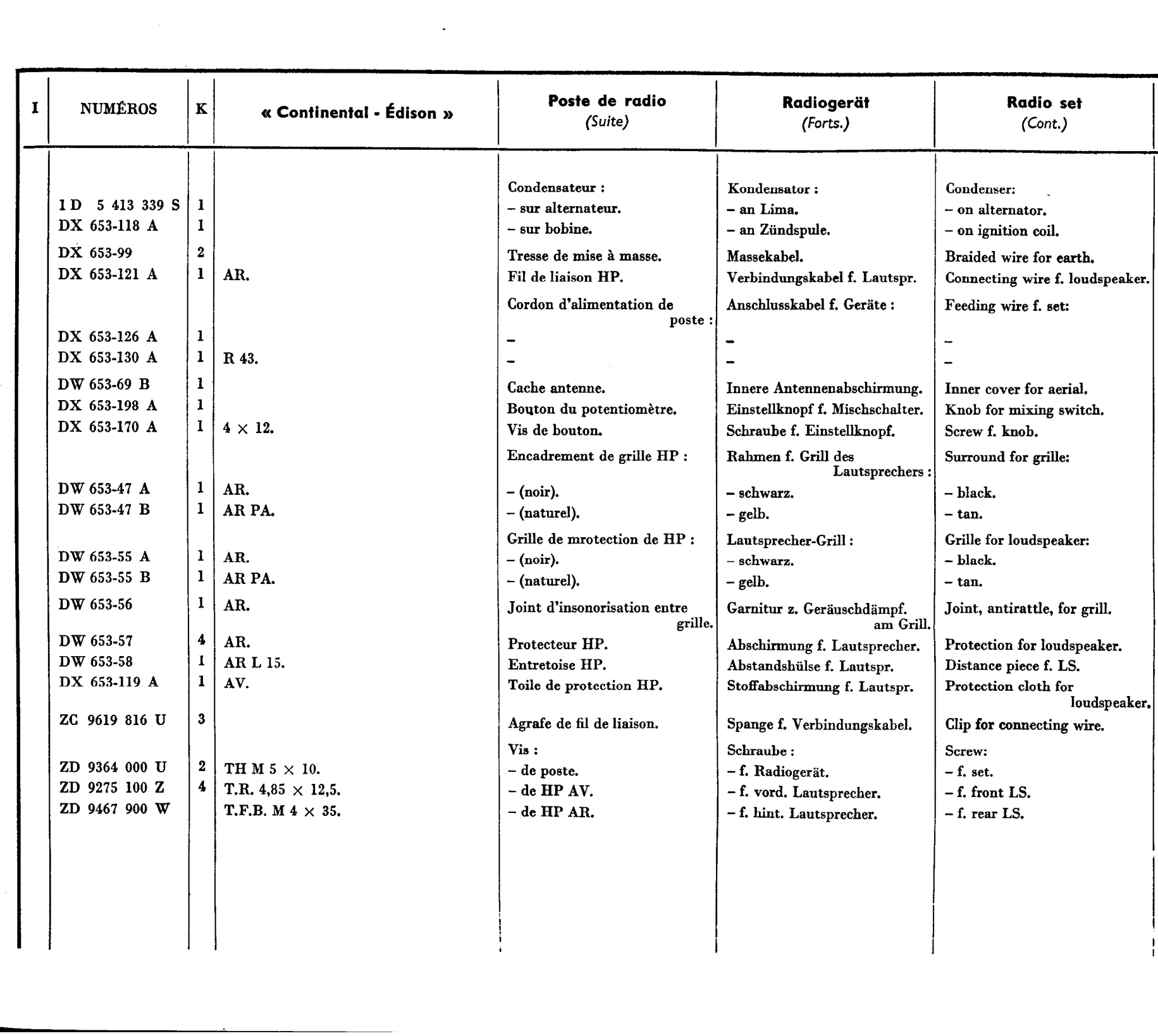 Radio, page 486 of 698 — 604 Parts Catalogue — Volume I