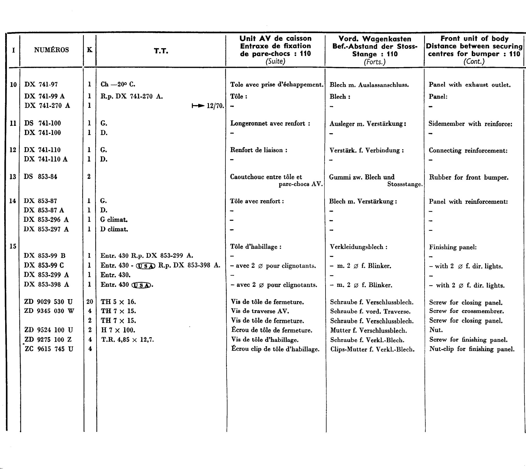 Front body section, page 491 of 698 — 604 Parts Catalogue — Volume I