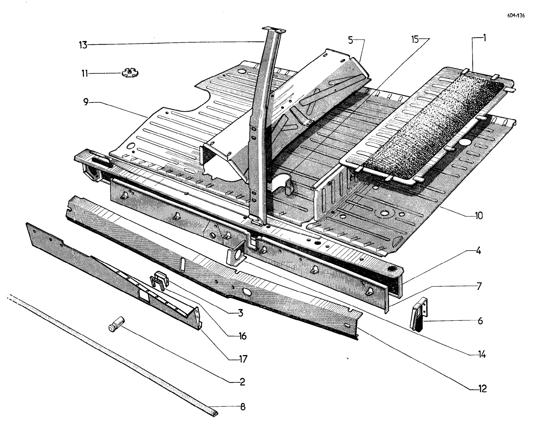 Body elements - centre, page 495 of 698 — 604 Parts Catalogue — Volume I