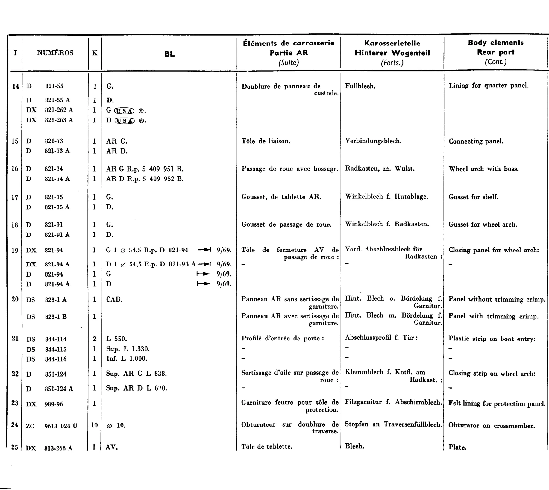Body elements - rear, page 503 of 698 — 604 Parts Catalogue — Volume I