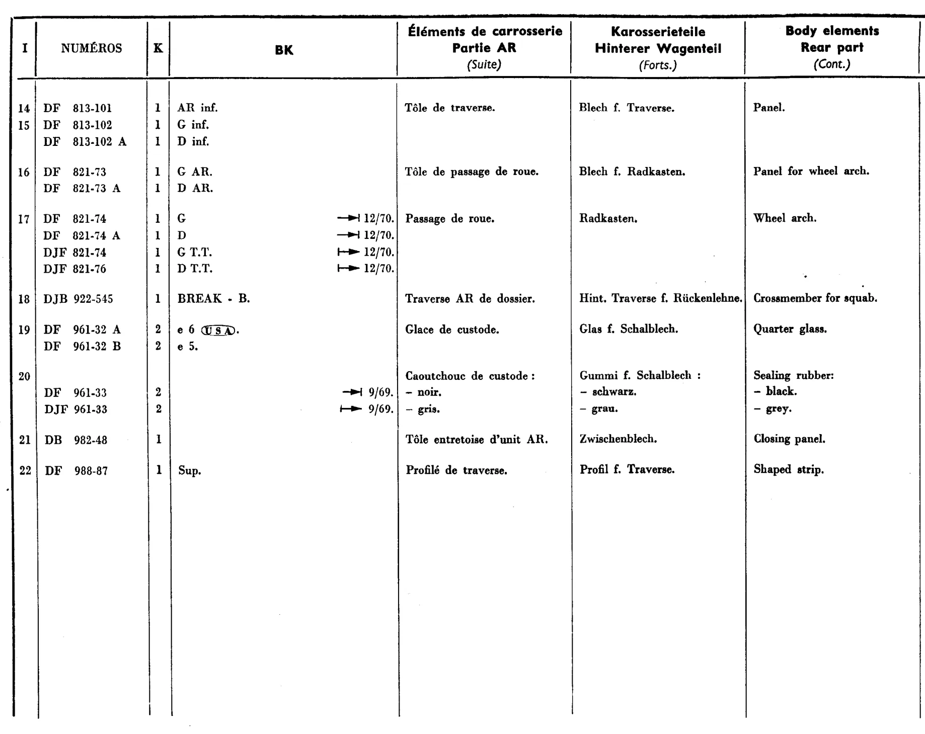 Body elements - rear, page 506 of 698 — 604 Parts Catalogue — Volume I
