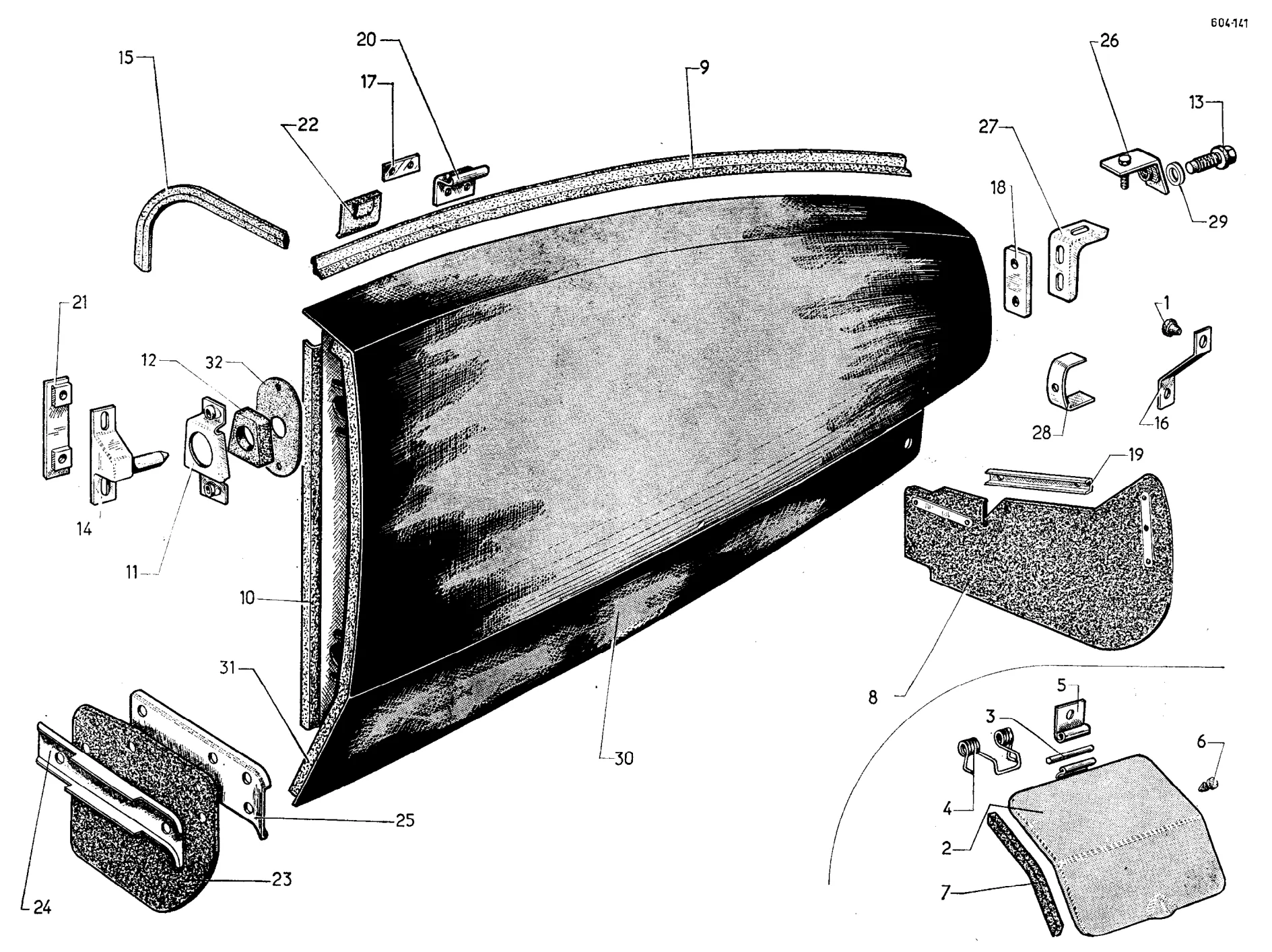 Rear wing (berline), page 511 of 698 — 604 Parts Catalogue — Volume I