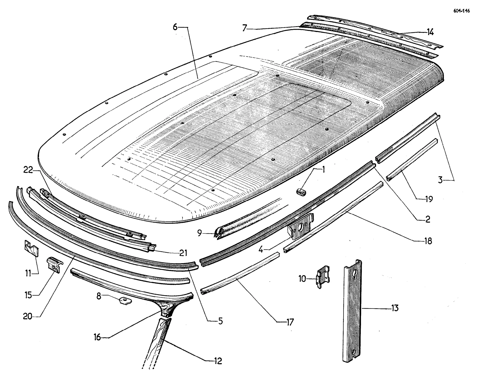 Roof (Break), page 530 of 698 — 604 Parts Catalogue — Volume I