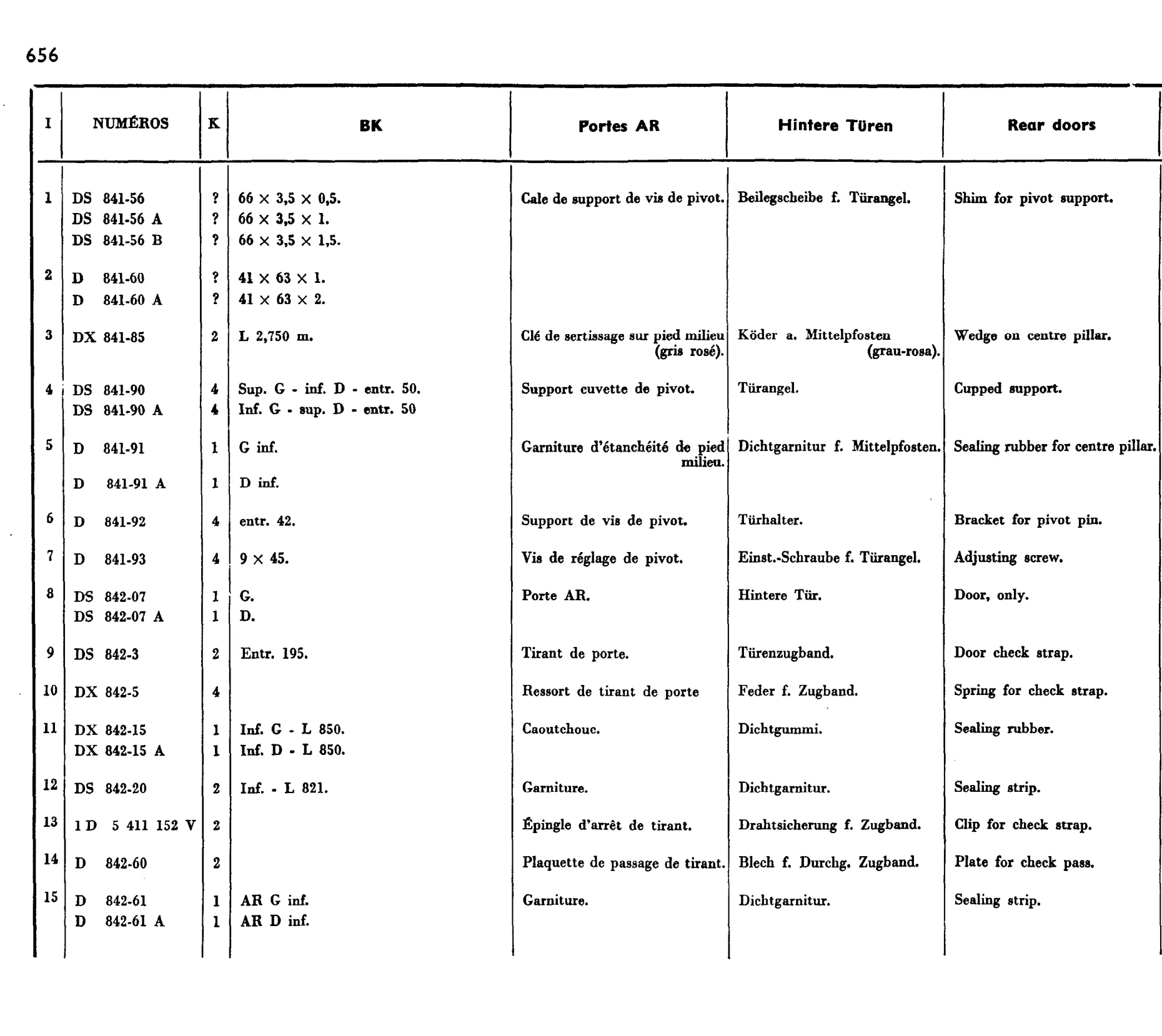 Rear doors - BK, page 544 of 698 — 604 Parts Catalogue — Volume I