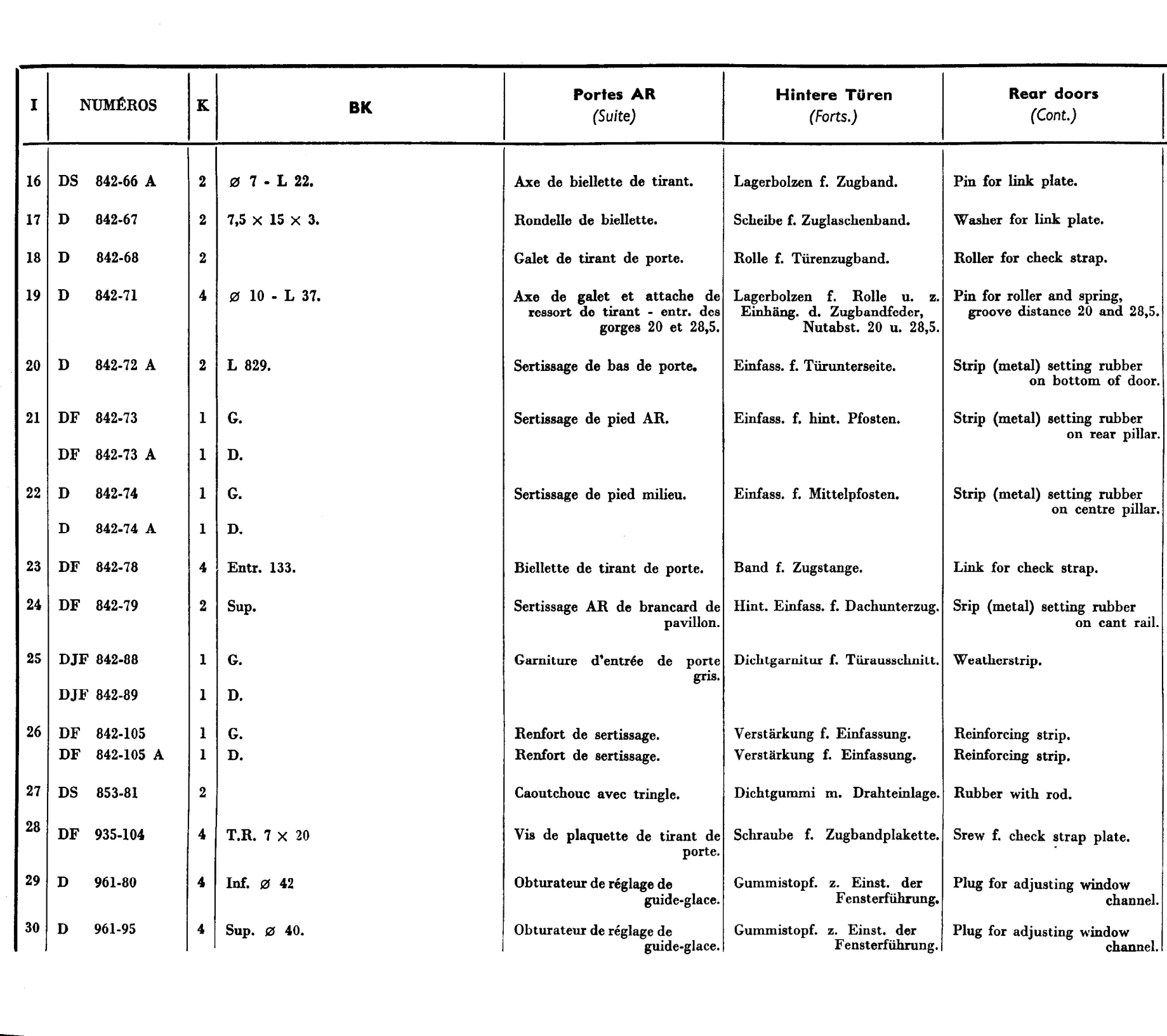 Rear doors - BK, page 545 of 698 — 604 Parts Catalogue — Volume I
