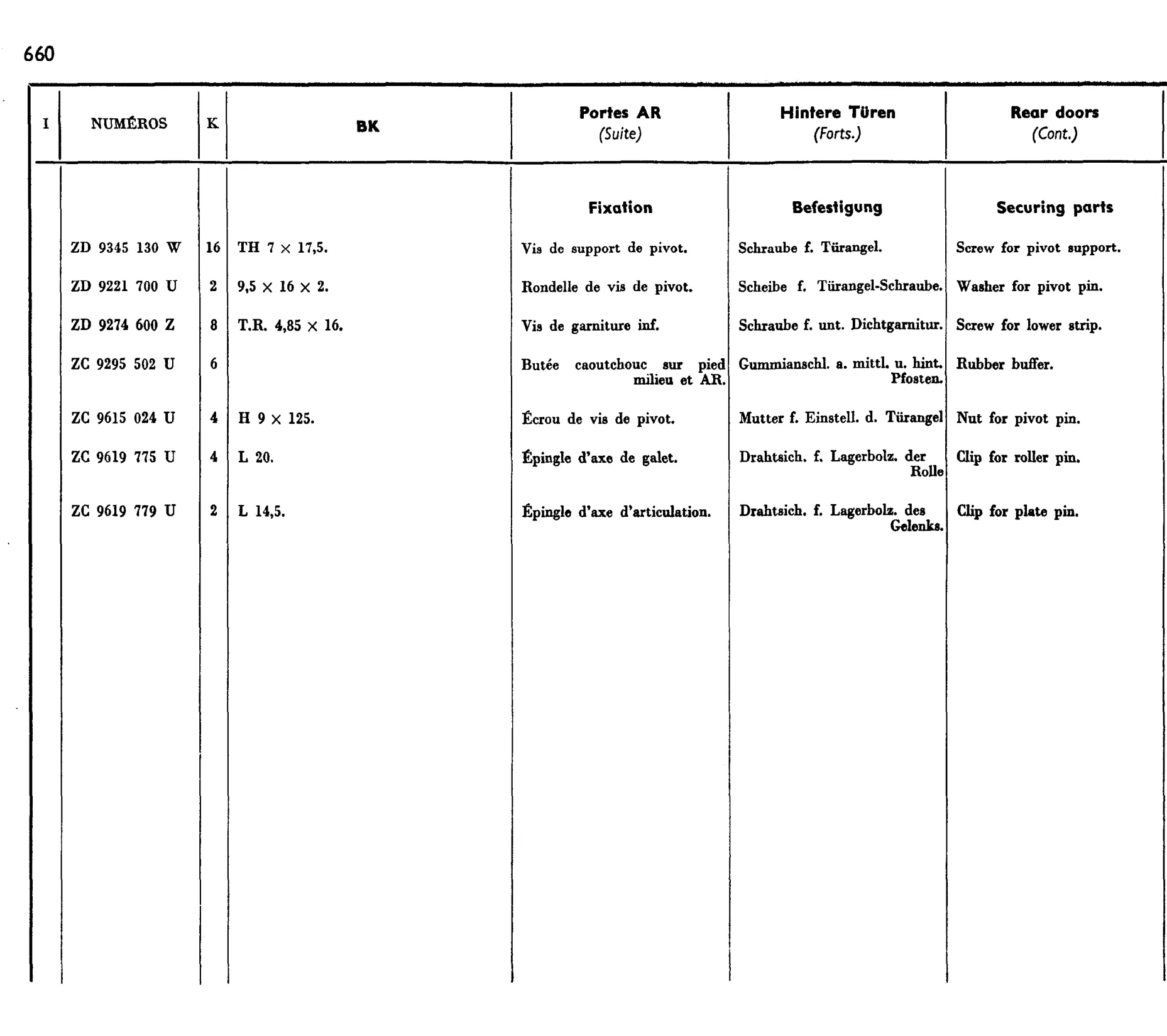 Rear doors - BK, page 546 of 698 — 604 Parts Catalogue — Volume I