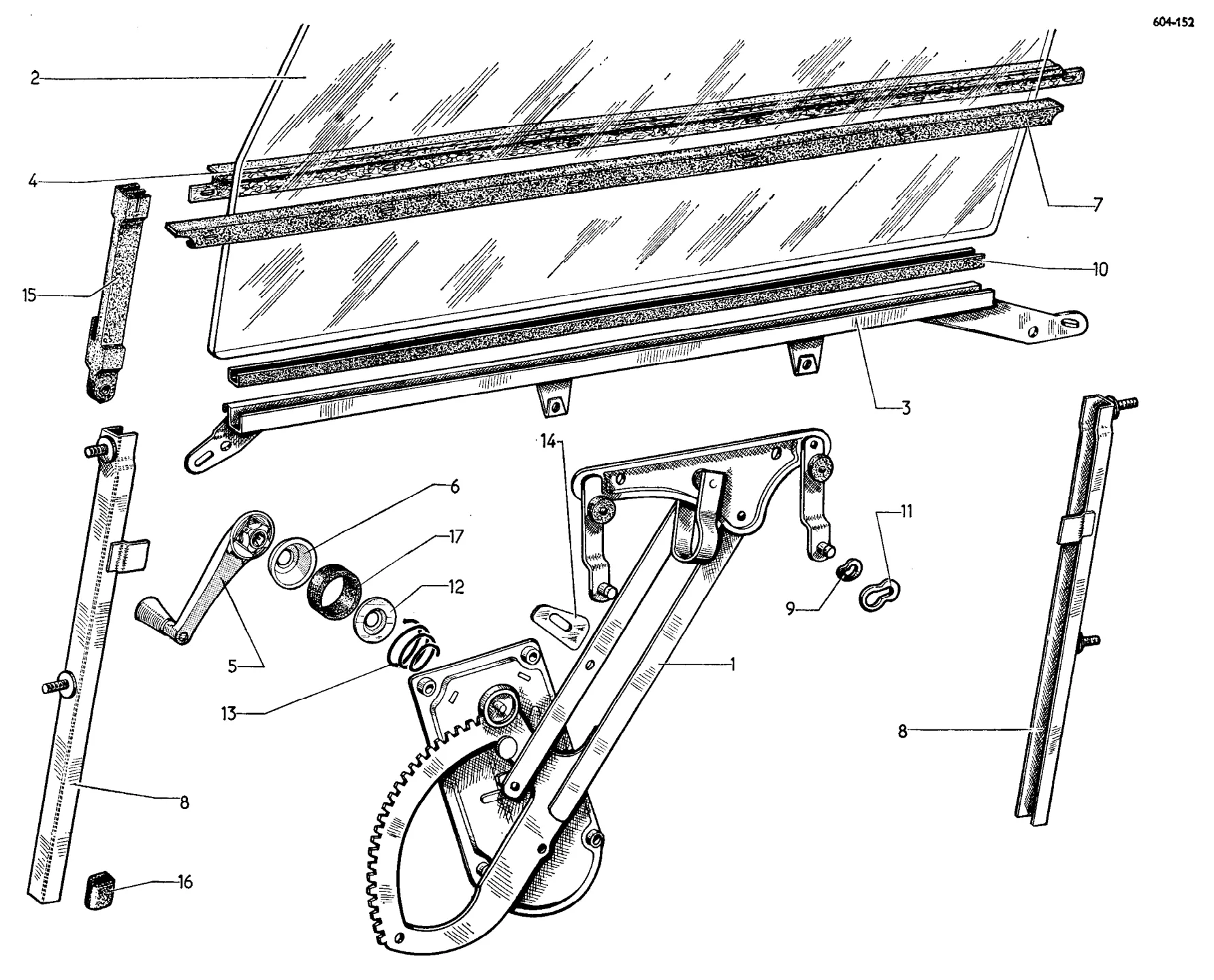 Window winder, page 554 of 698 — 604 Parts Catalogue — Volume I
