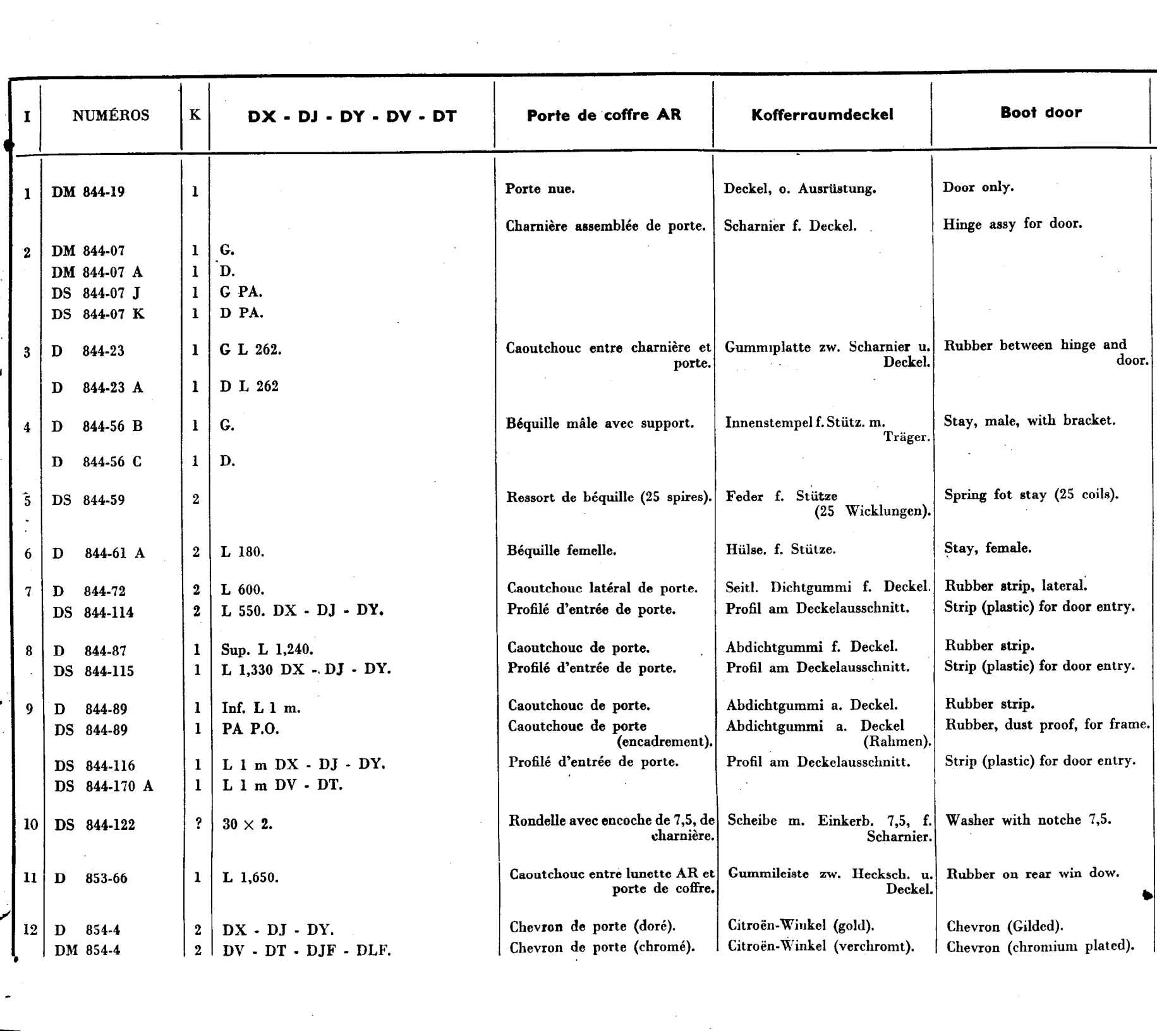 Boot door, page 559 of 698 — 604 Parts Catalogue — Volume I