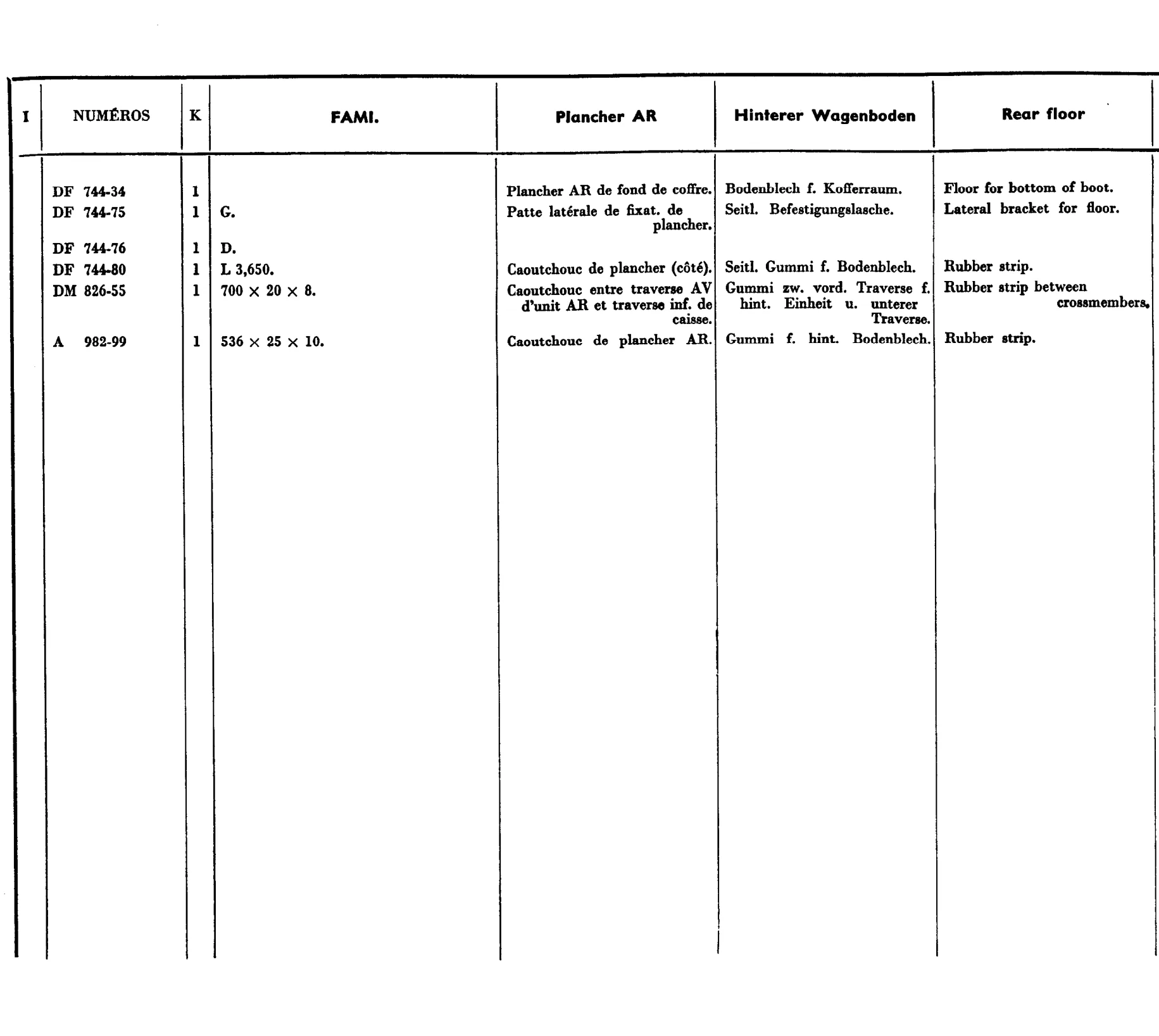Rear floor - Com, page 583 of 698 — 604 Parts Catalogue — Volume I
