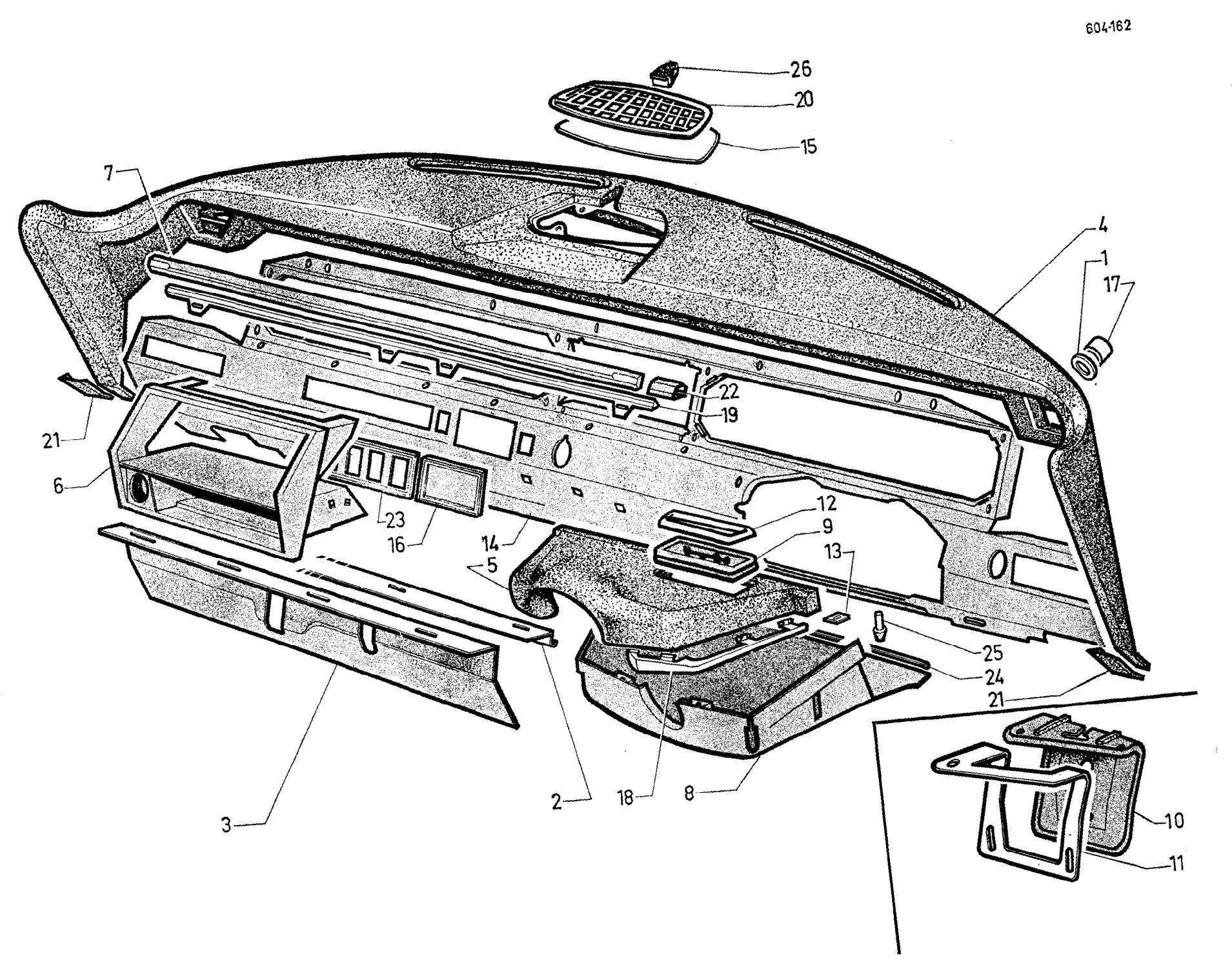 Dashboard, page 594 of 698 — 604 Parts Catalogue — Volume I