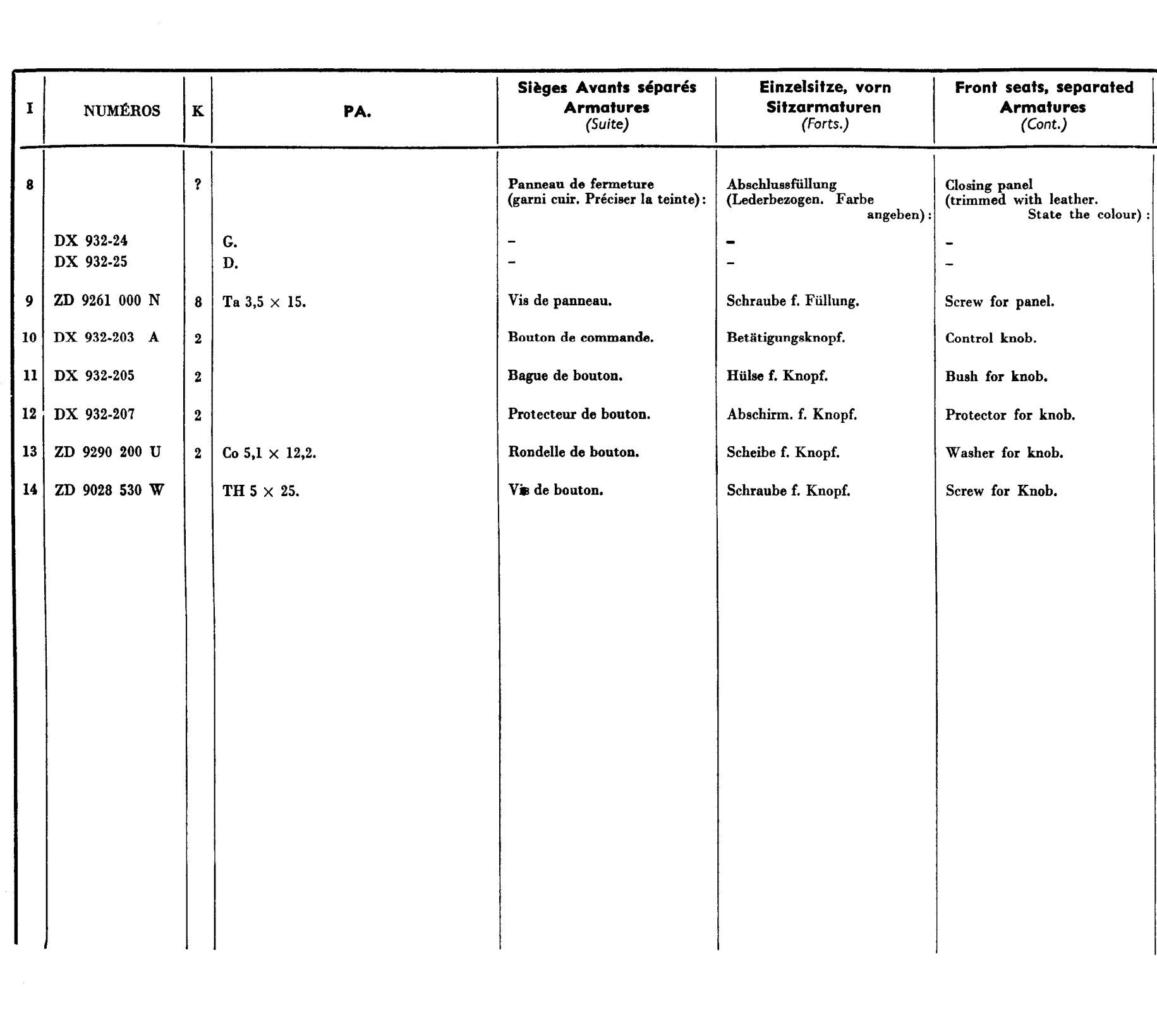 Front seats - PA, page 615 of 698 — 604 Parts Catalogue — Volume I