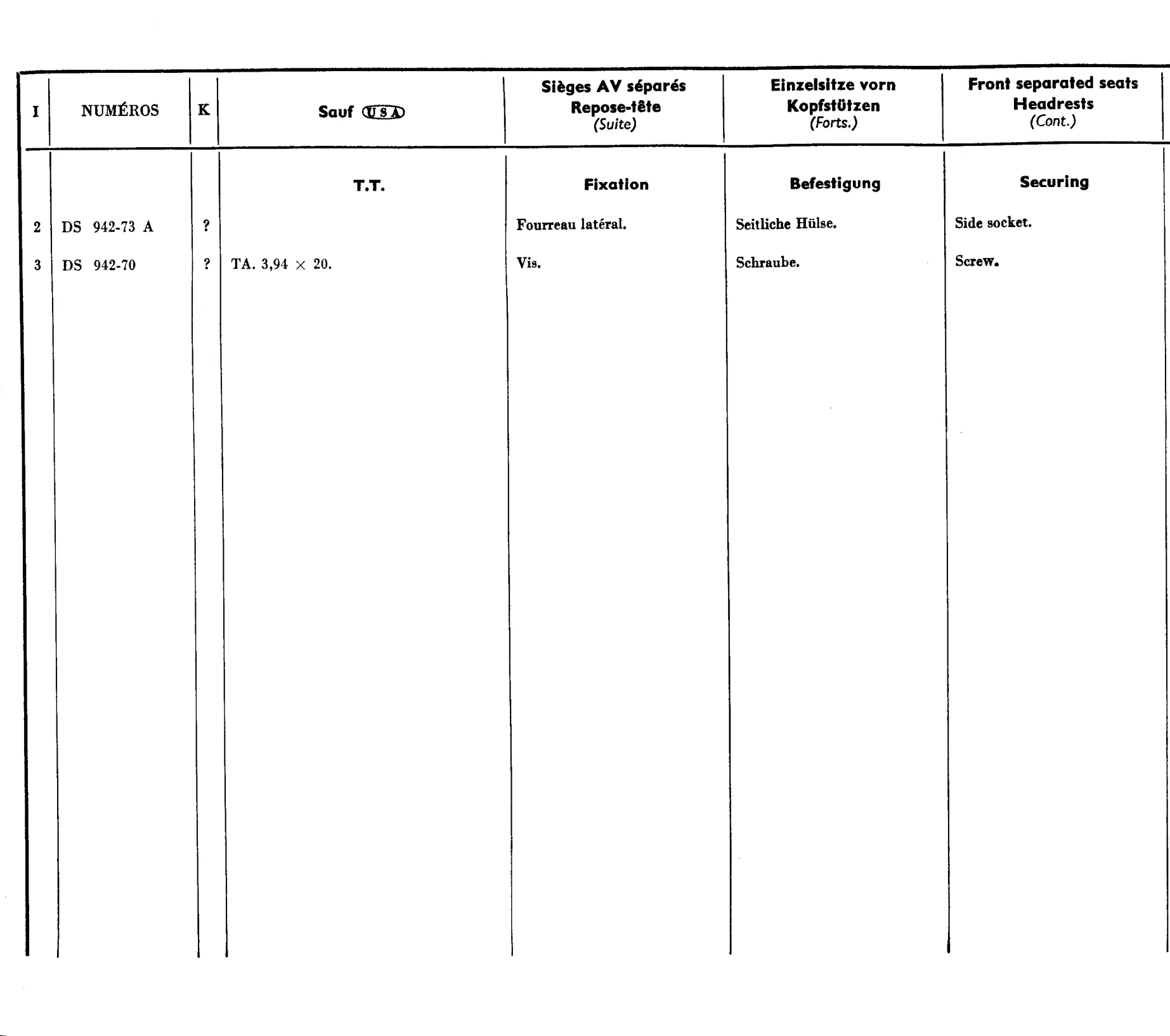 Headrests, page 618 of 698 — 604 Parts Catalogue — Volume I