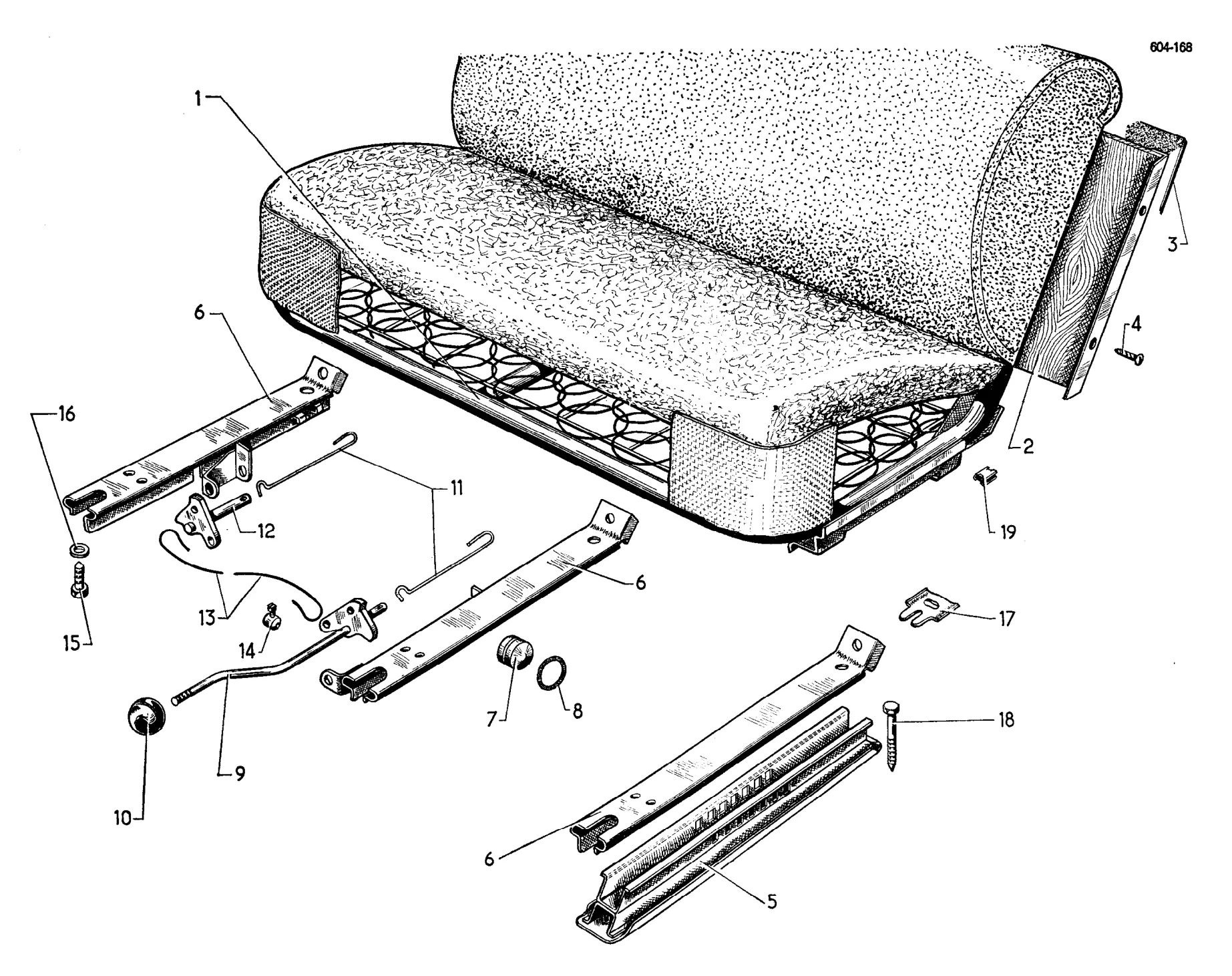 Front bench seat, page 624 of 698 — 604 Parts Catalogue — Volume I