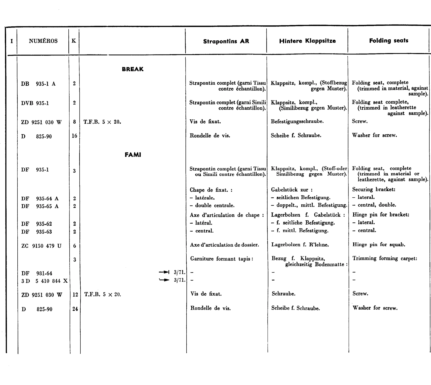 Rear seats - BK, page 630 of 698 — 604 Parts Catalogue — Volume I