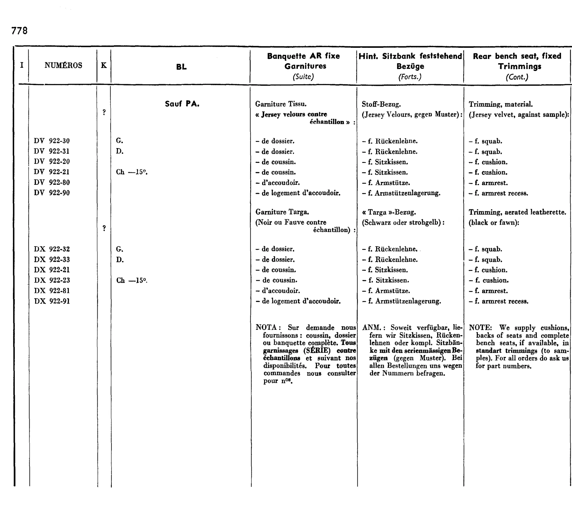 Rear seats - BL, page 633 of 698 — 604 Parts Catalogue — Volume I