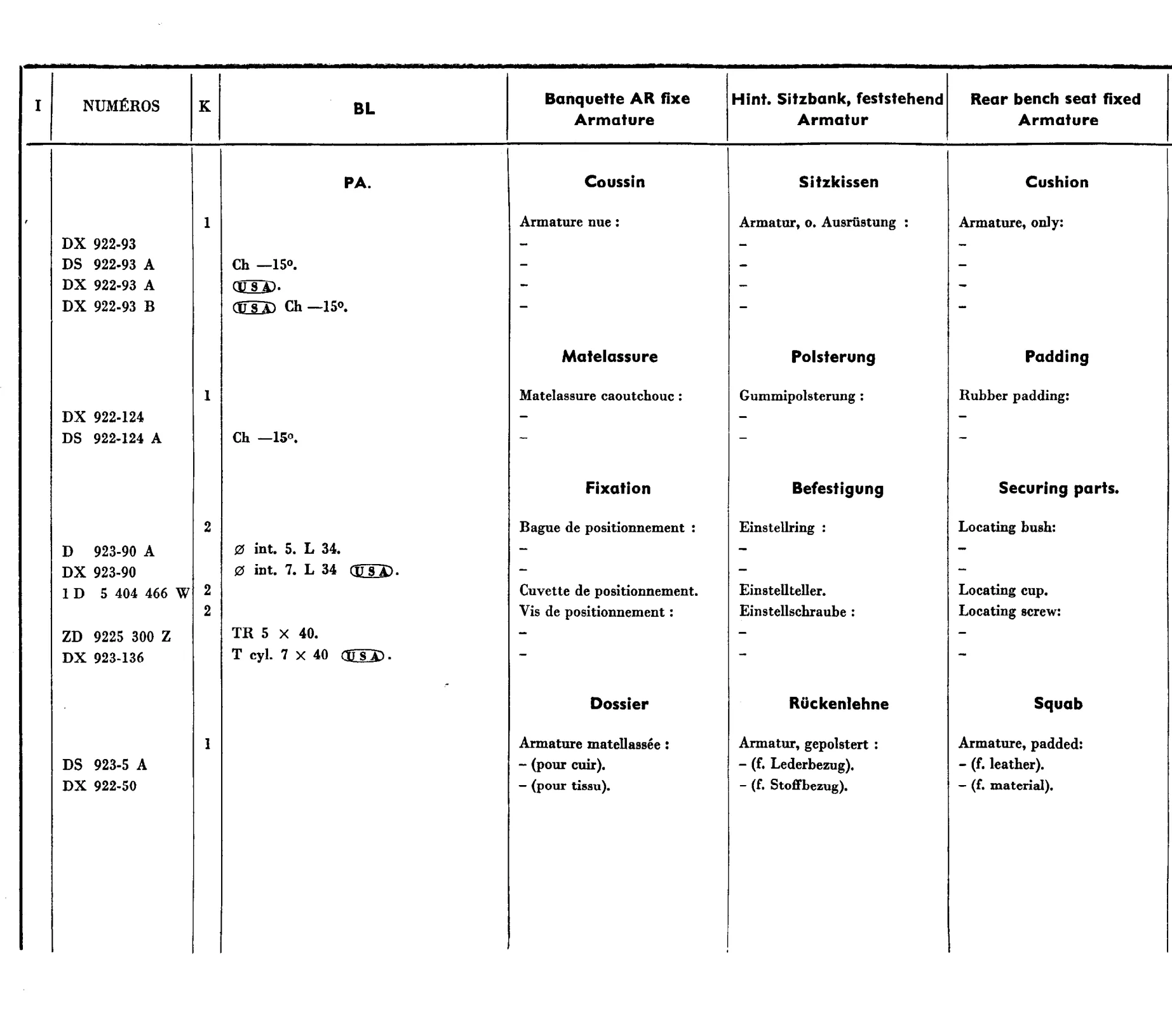Rear seats - BL, page 634 of 698 — 604 Parts Catalogue — Volume I