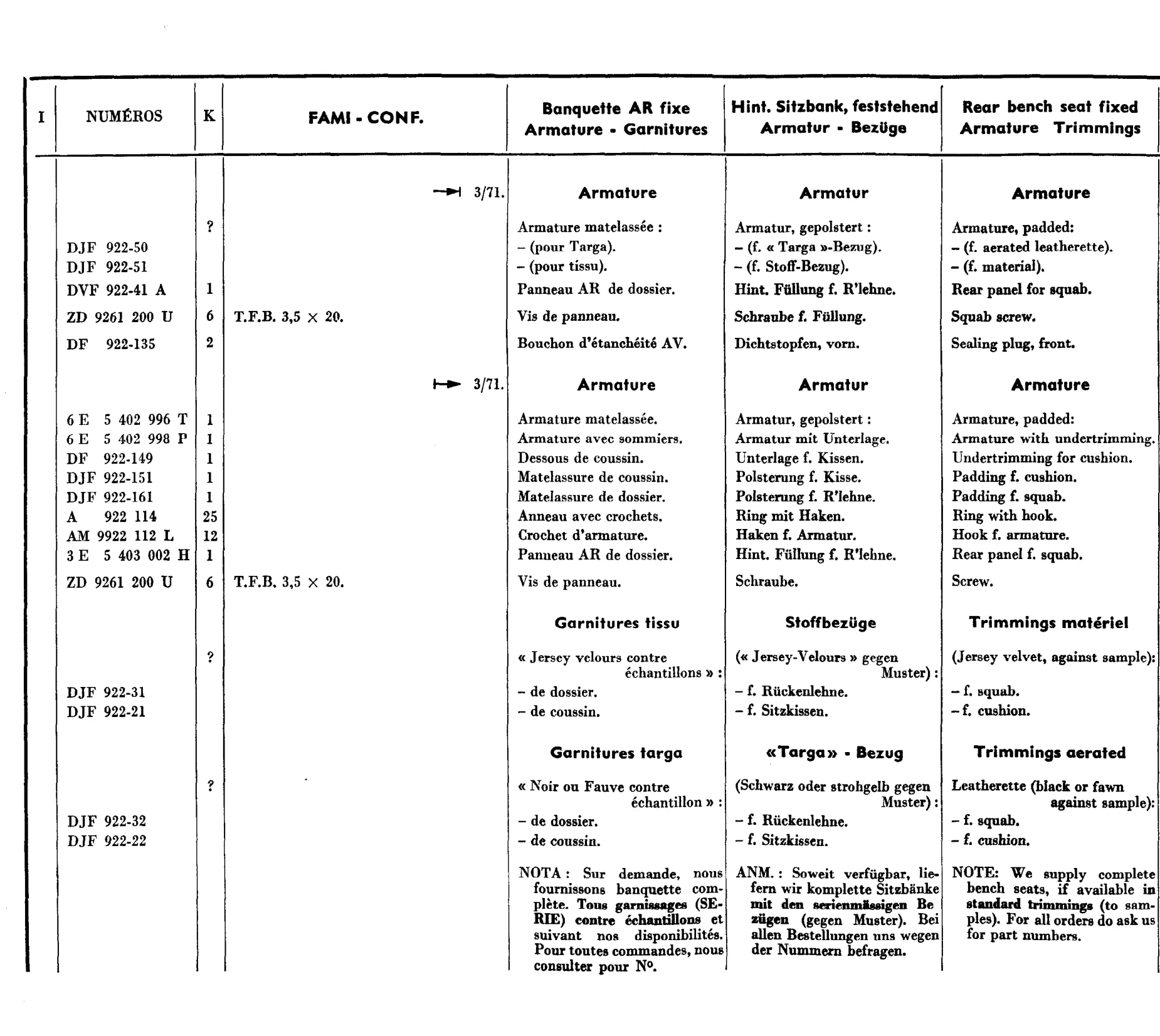 Rear seats - BK fixed, page 640 of 698 — 604 Parts Catalogue — Volume I
