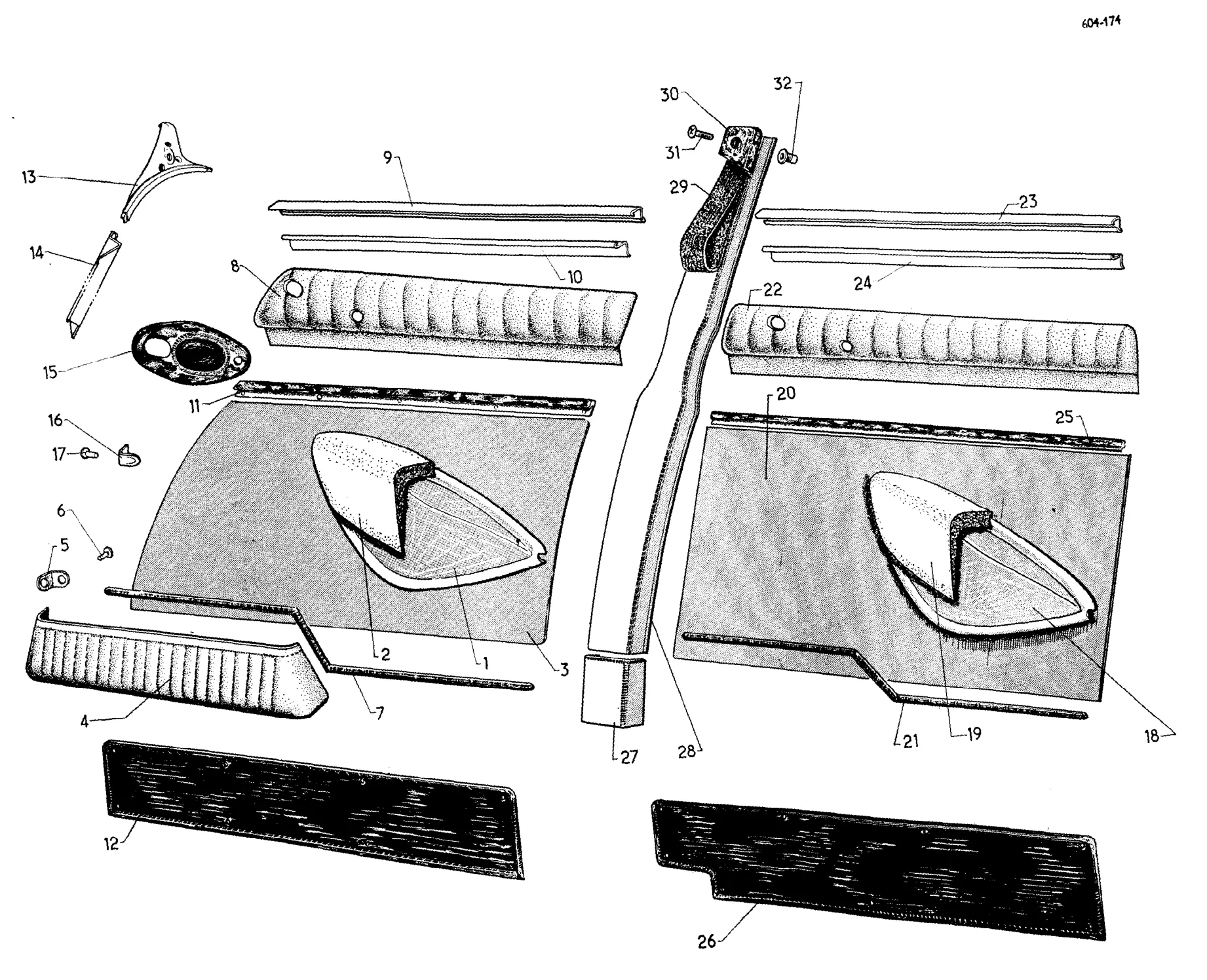 Door trim panels, page 661 of 698 — 604 Parts Catalogue — Volume I