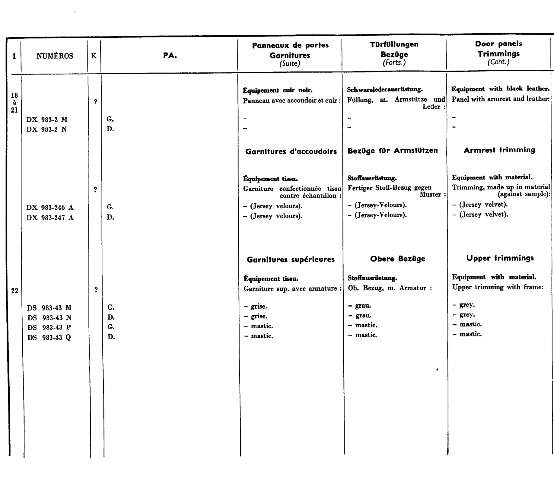 Door trim panels, page 667 of 698 — 604 Parts Catalogue — Volume I