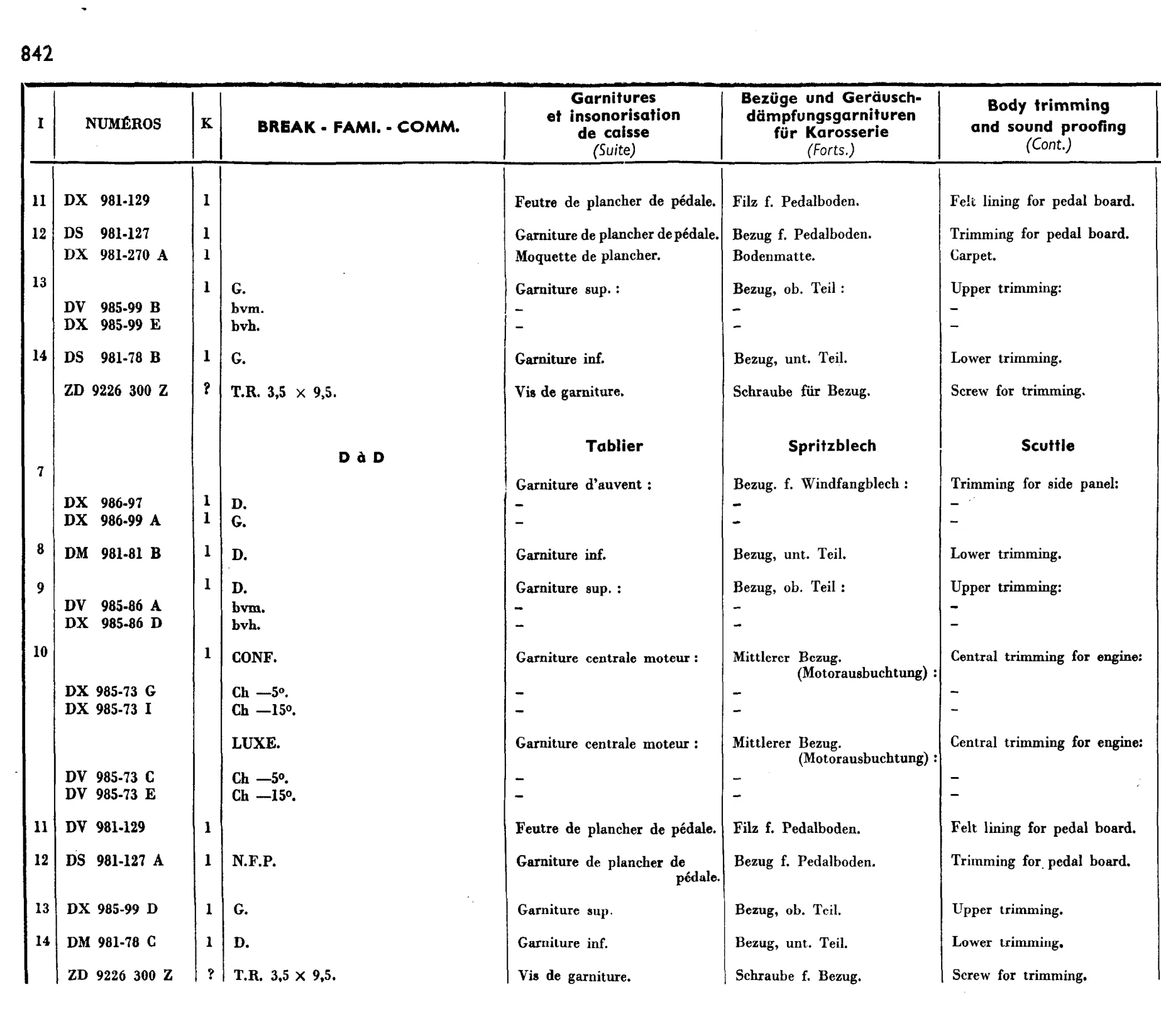 Body trim BK, page 678 of 698 — 604 Parts Catalogue — Volume I