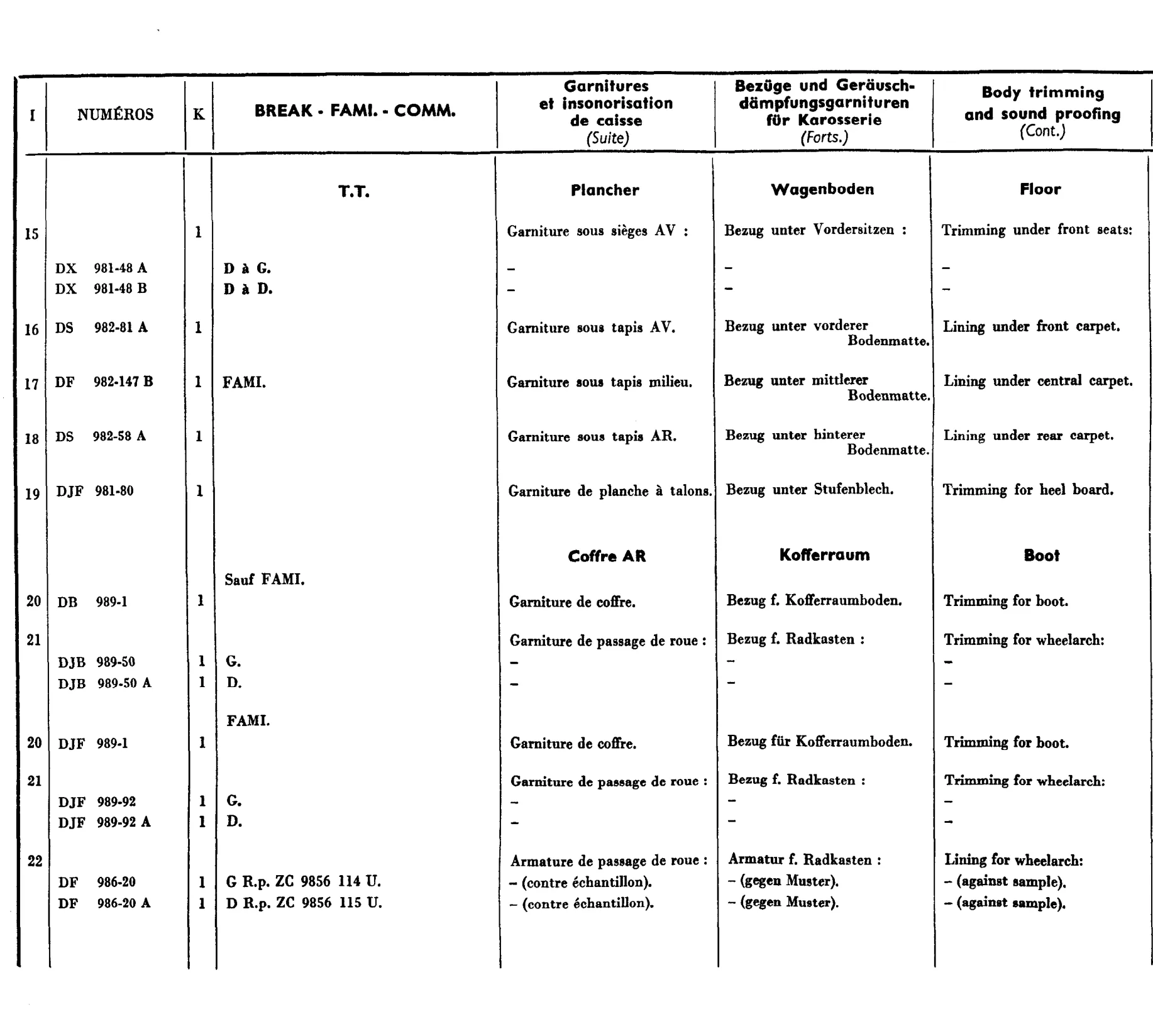 Body trim BK, page 679 of 698 — 604 Parts Catalogue — Volume I