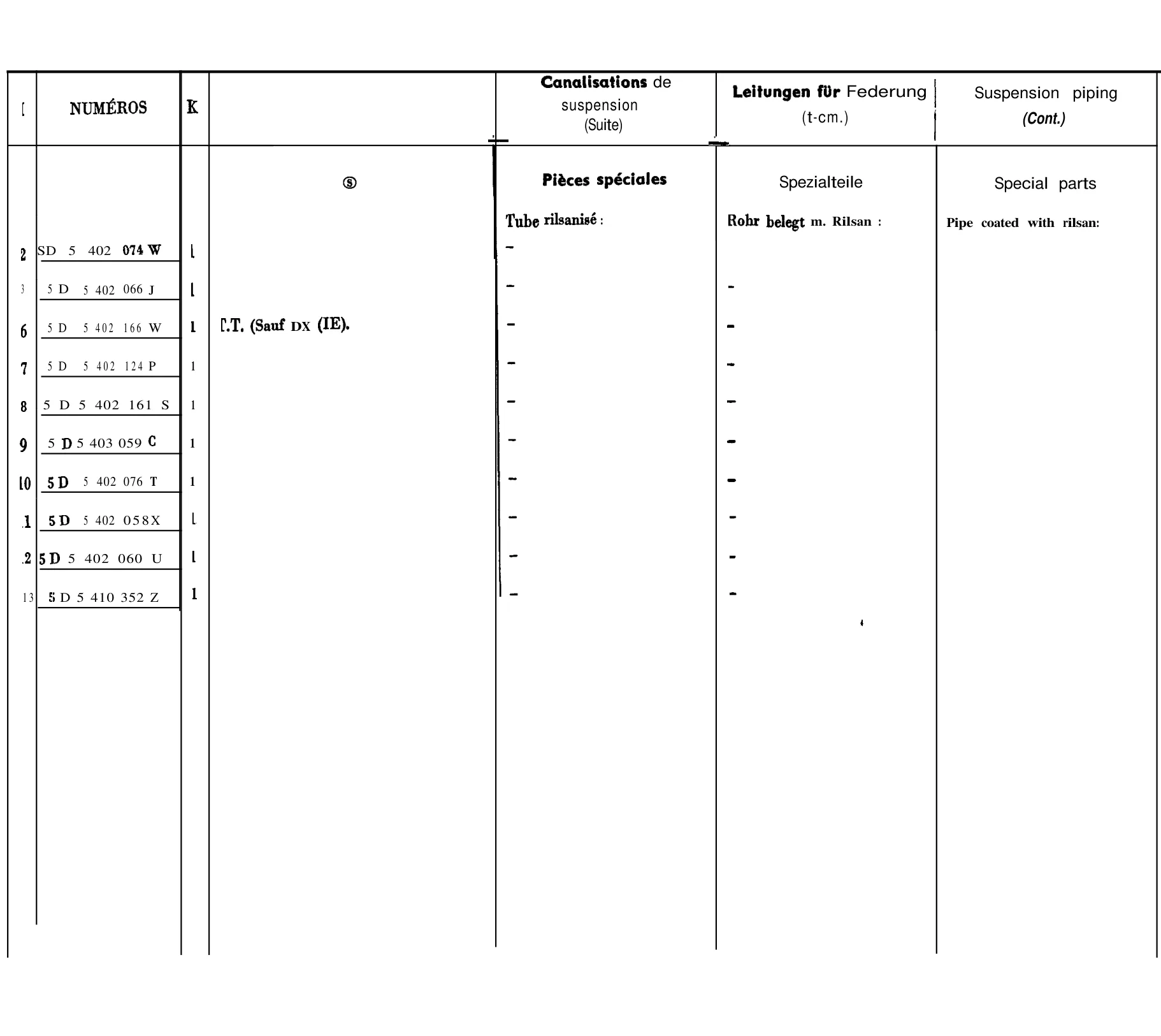 Suspension piping, page 264 of 321 — 604 Parts Catalog — Vol. 1