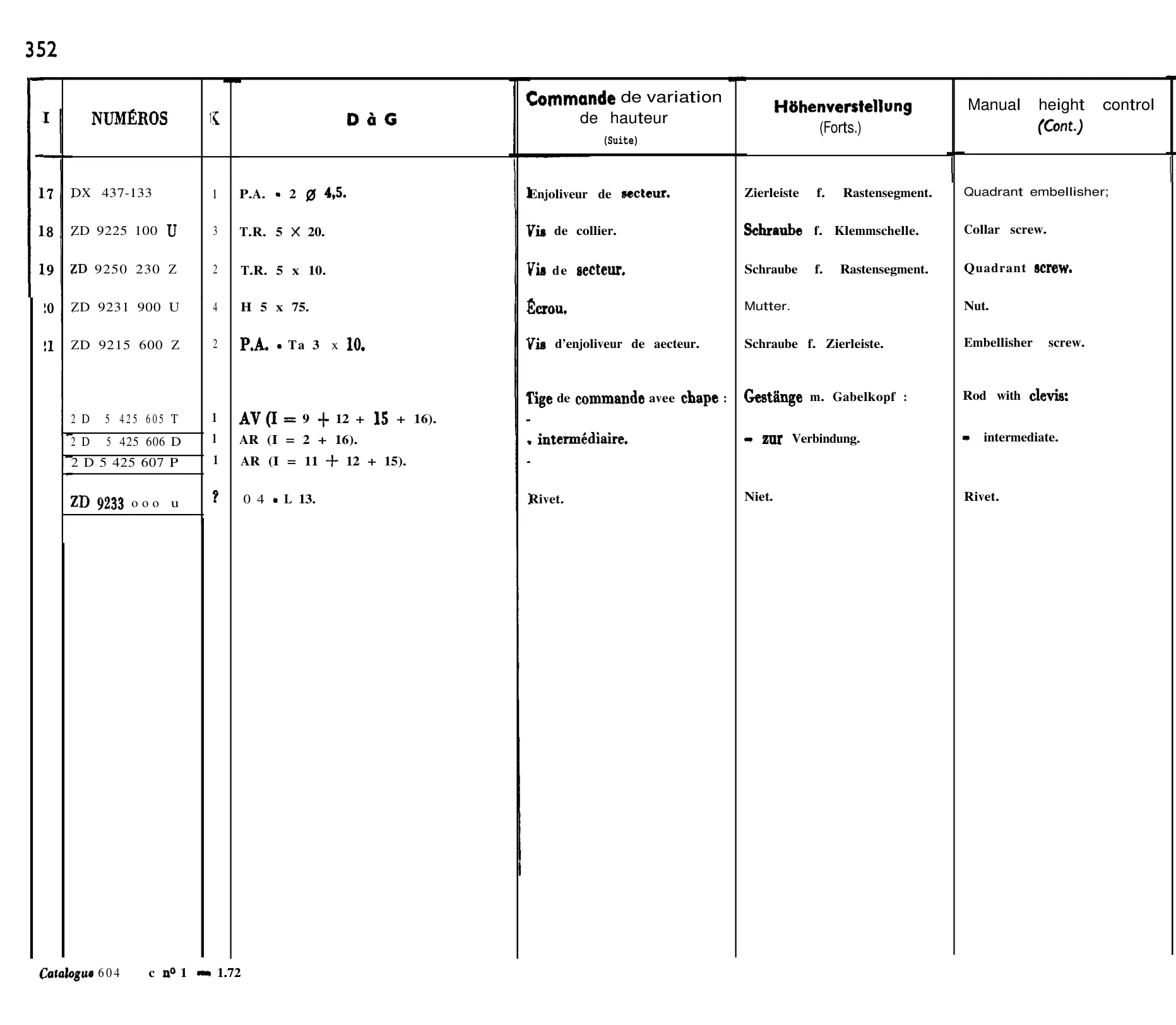 Manual height control, page 294 of 321 — 604 Parts Catalog — Vol. 1
