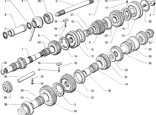 Shaft, pinions - 5-spd, page 125 — 604 Parts Catalog — Vol. 1