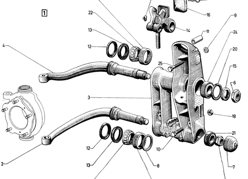 Front supension arms, page 202 — 604 Parts Catalog — Vol. 1