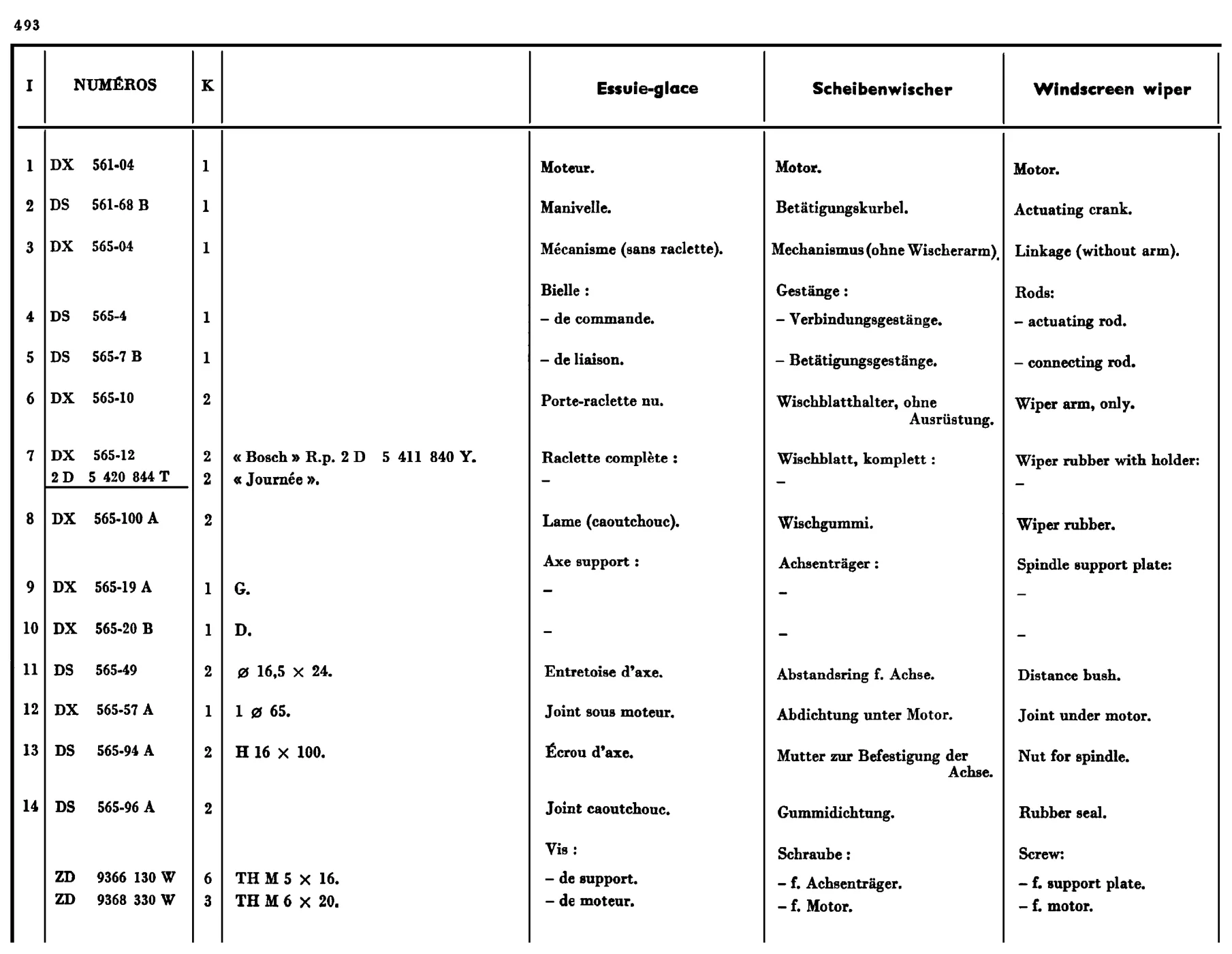 Windscreen wipers, page 100 of 377 — 604 Parts Catalog — Vol. 2