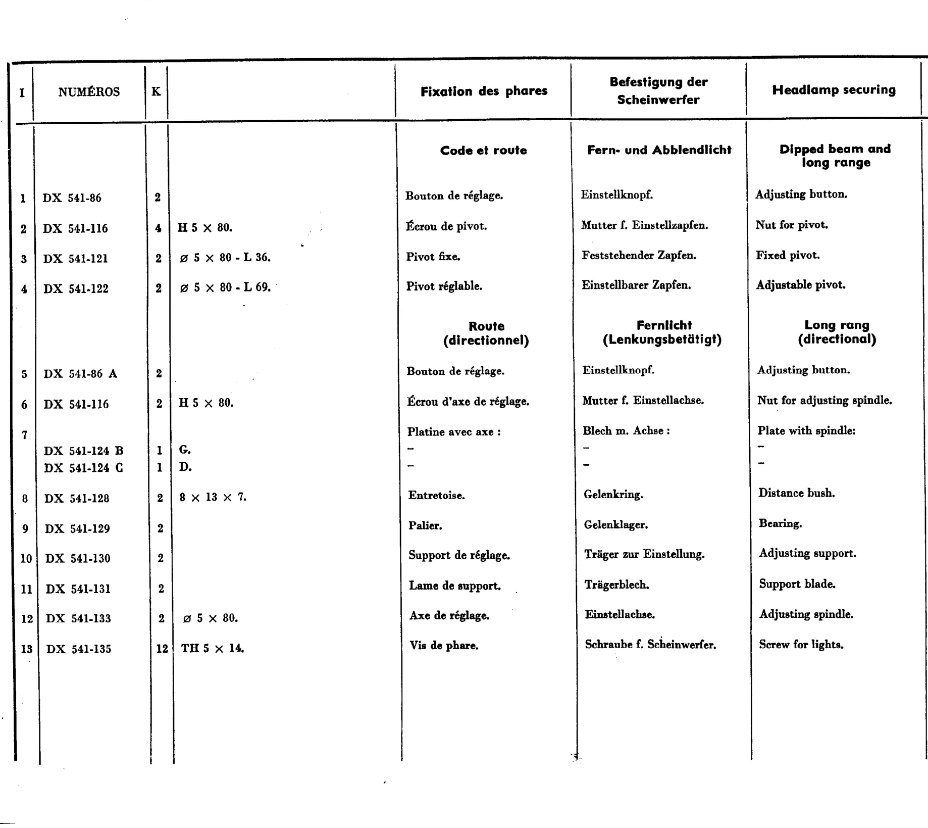 Headlamp securing, page 120 of 377 — 604 Parts Catalog — Vol. 2