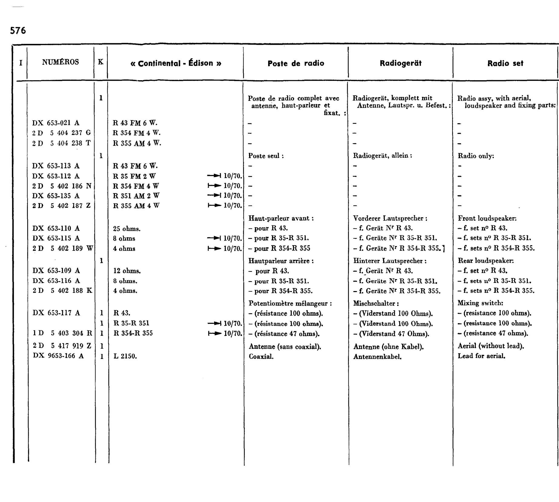 Radio, page 164 of 377 — 604 Parts Catalog — Vol. 2